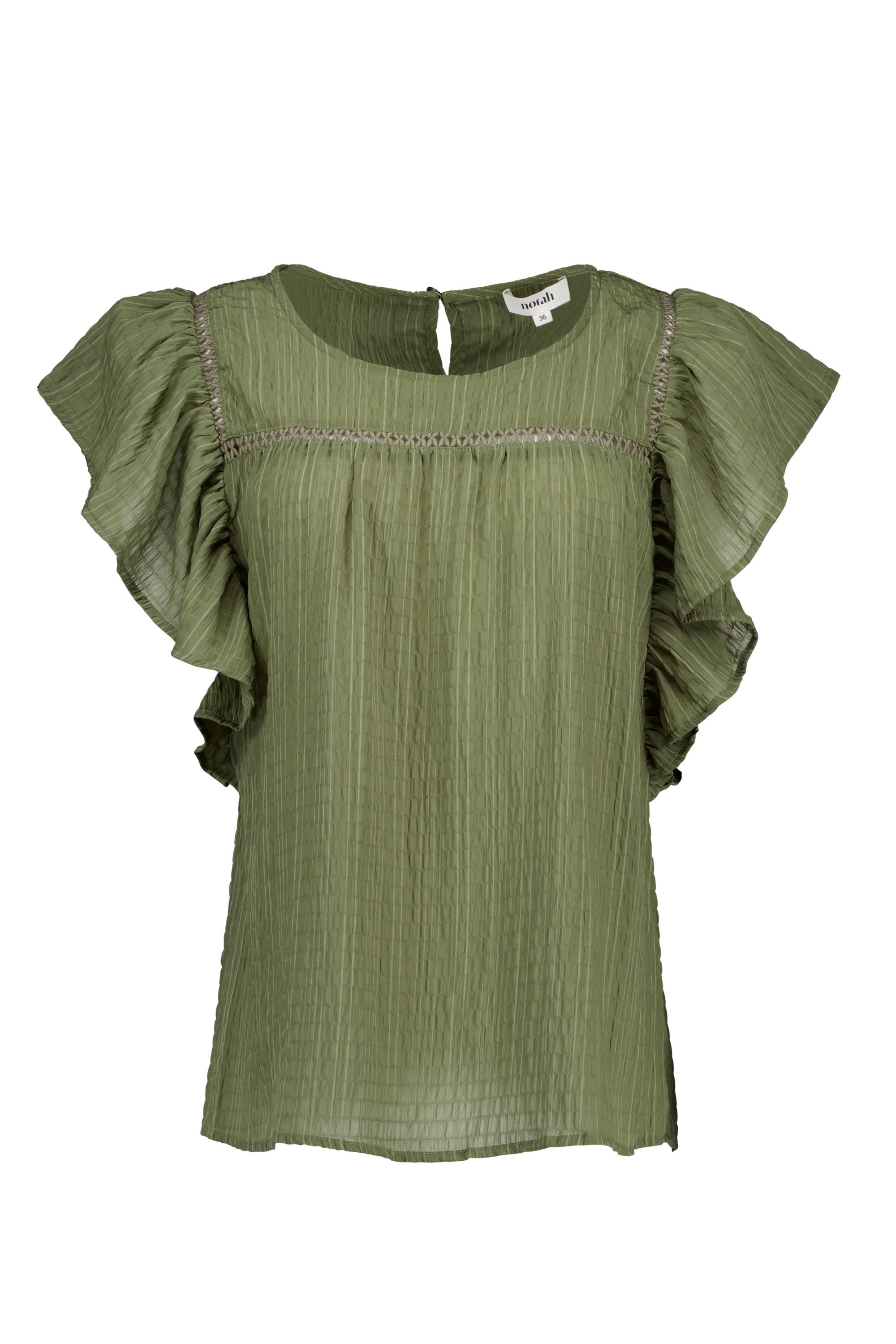 Norah Groene blouse met volantmouwen light army 215129-582