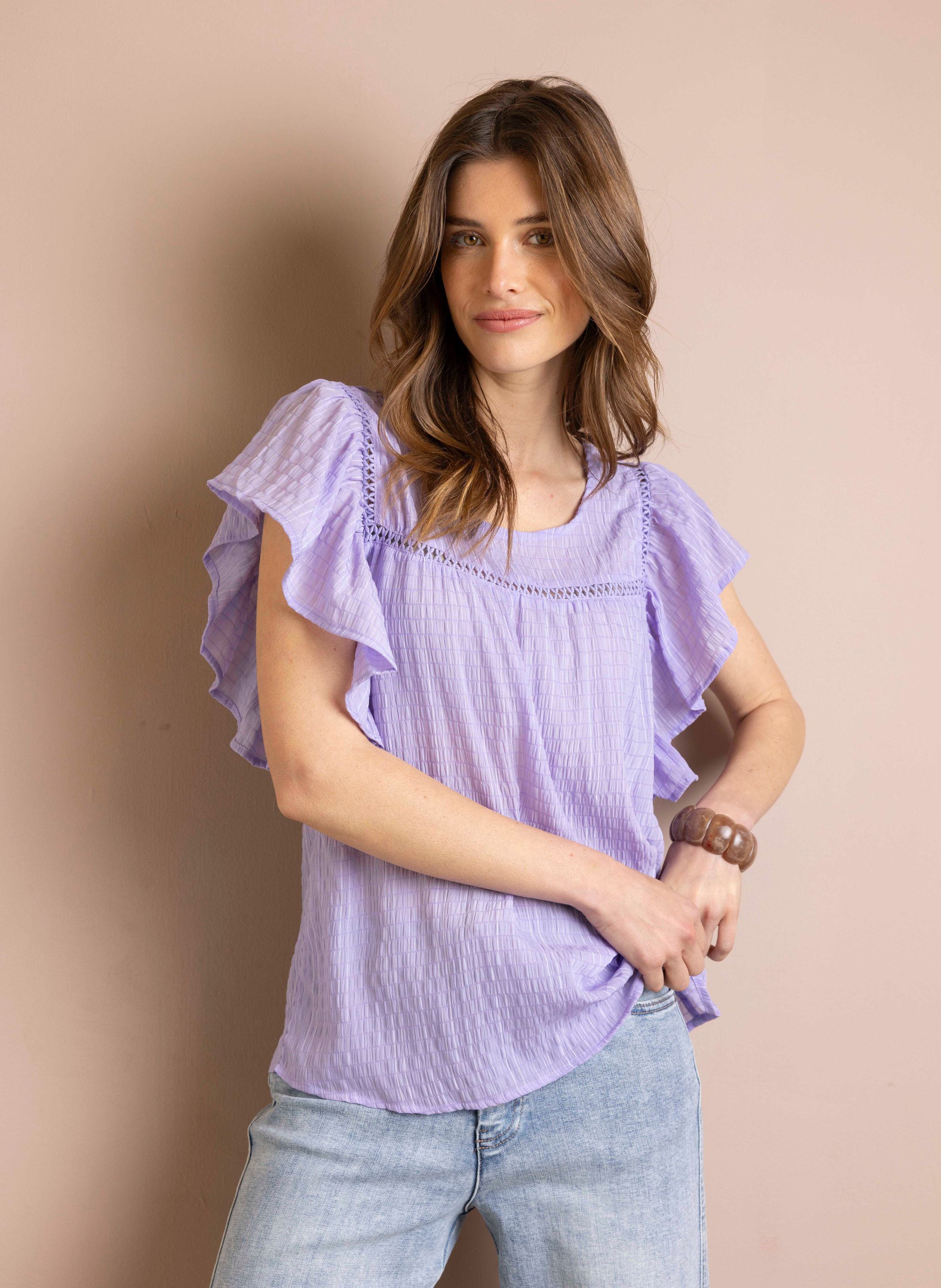 Norah Lila blouse met volantmouwen lilac 215129-802-38