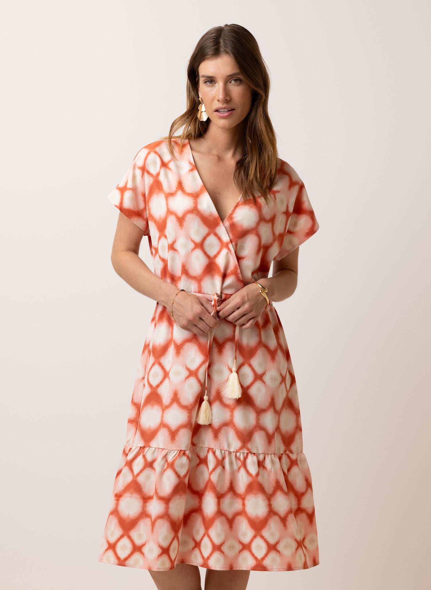 Norah Meerkleurige midi jurk red multicolor 215139-620