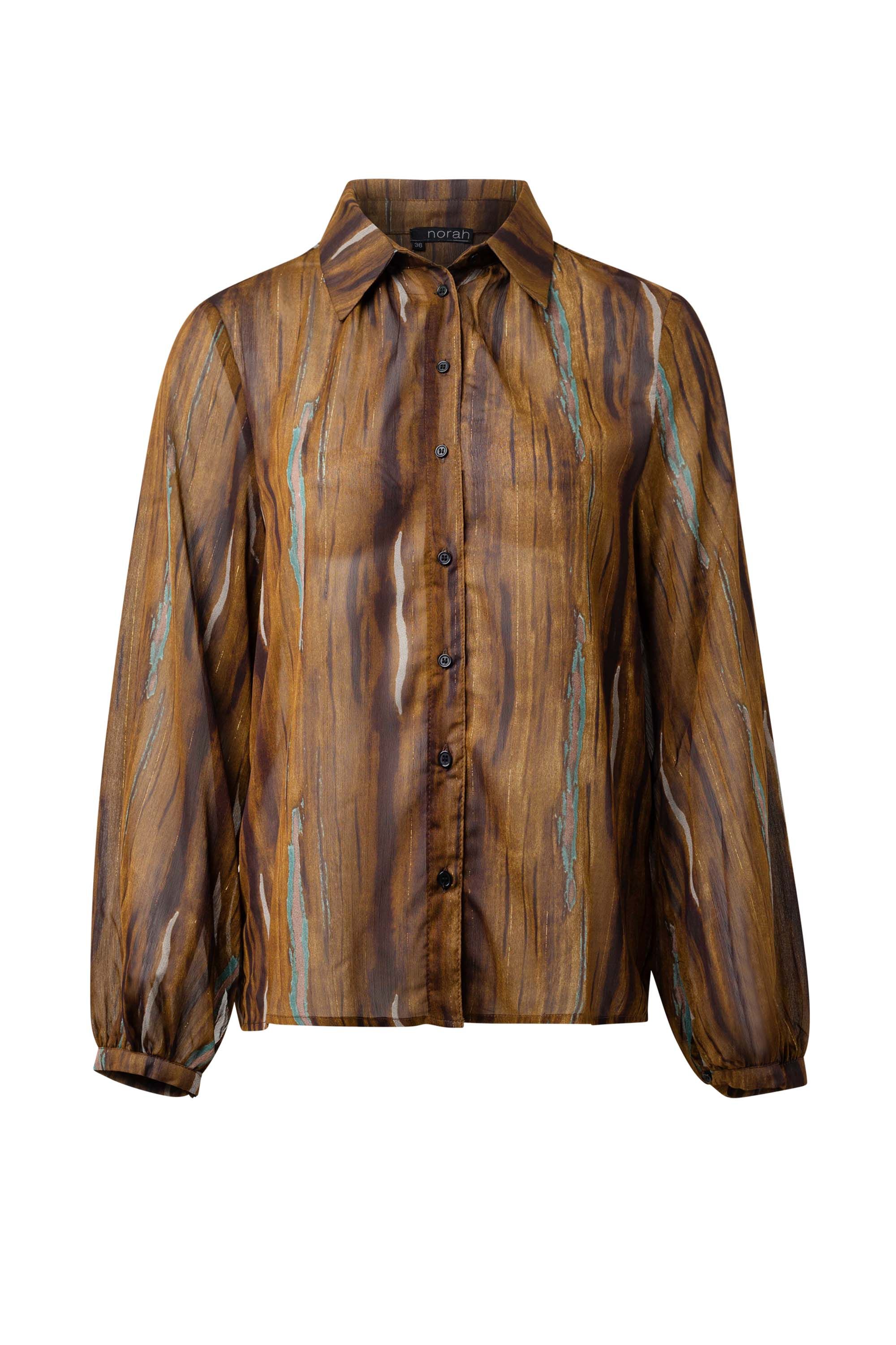 Norah Bruine blouse met subtiele glans brown multicolor 215140-220