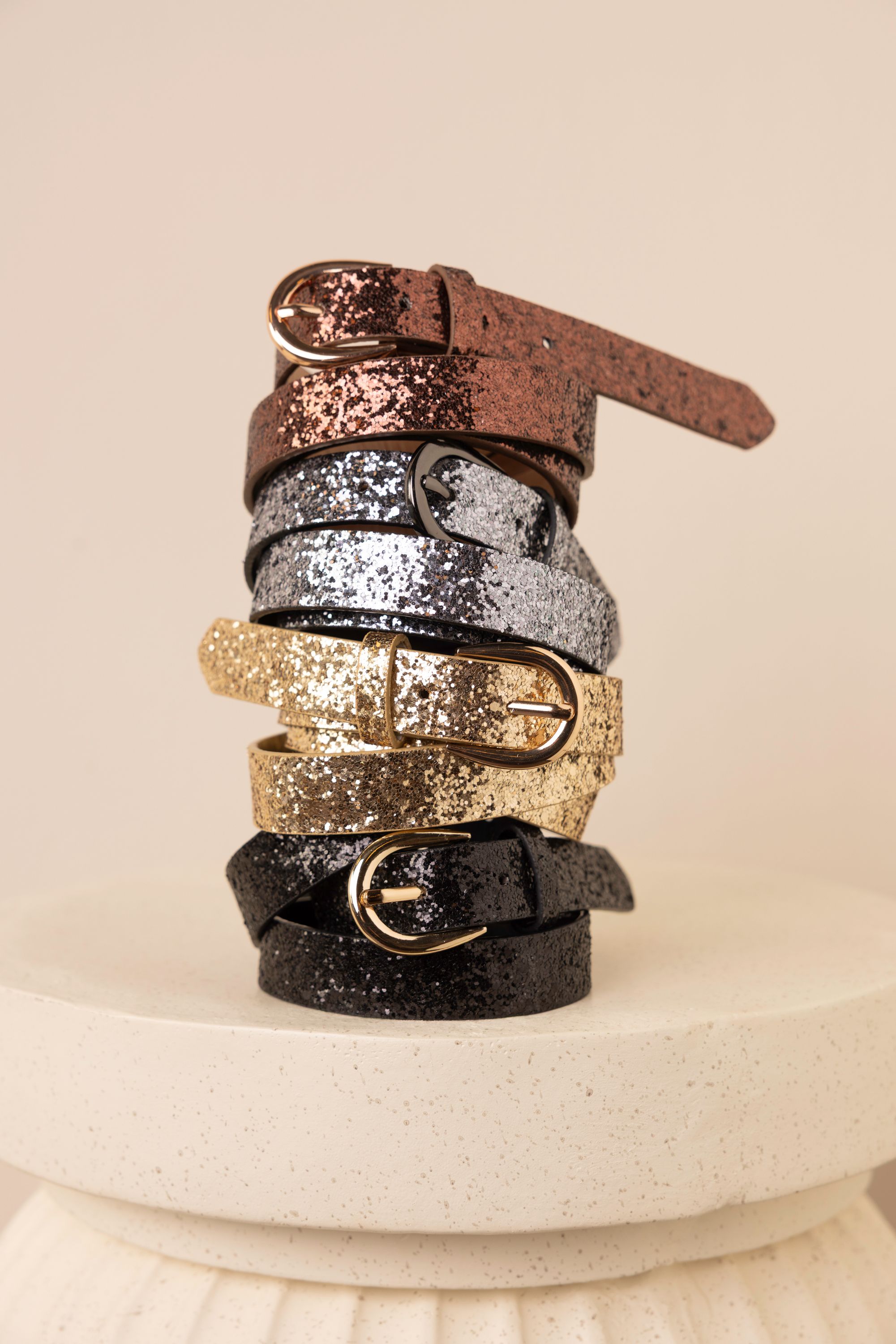 Norah Bronzen glitterriem bronze 215148-310-L