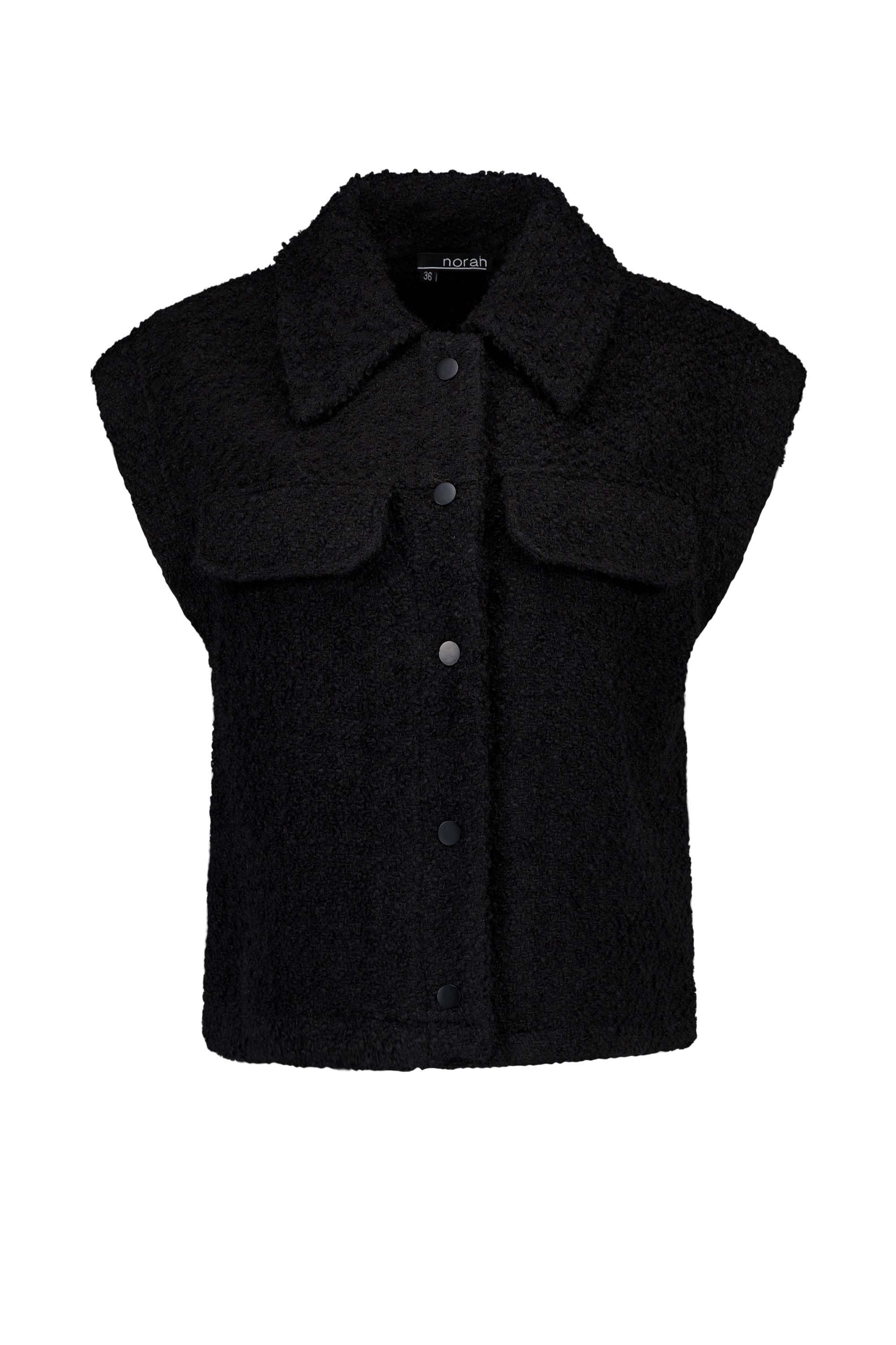 Norah Zwart gilet van geweven stof black 215157-001-44
