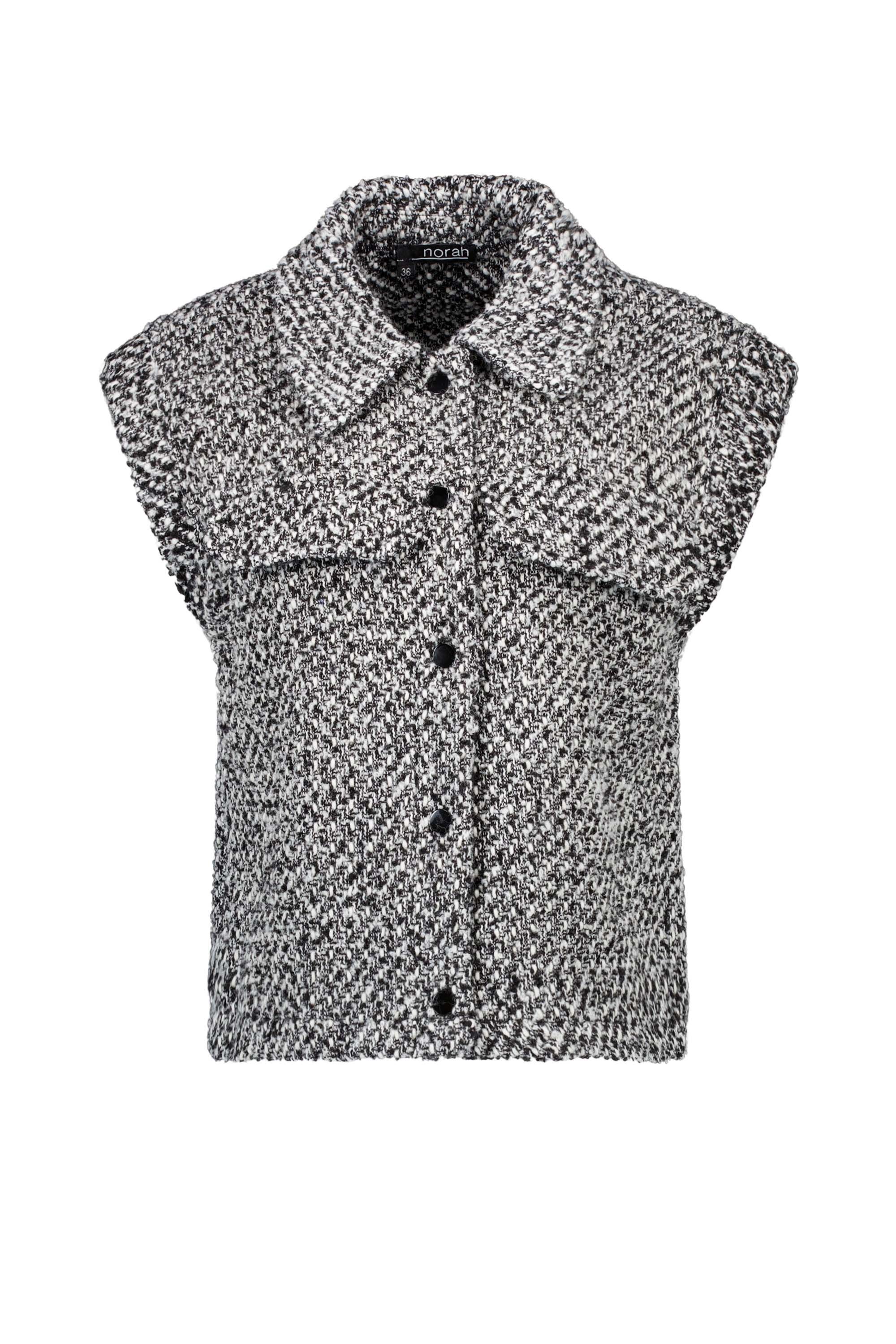 Norah Zwart/wit gilet van geweven stof black/white 215157-031