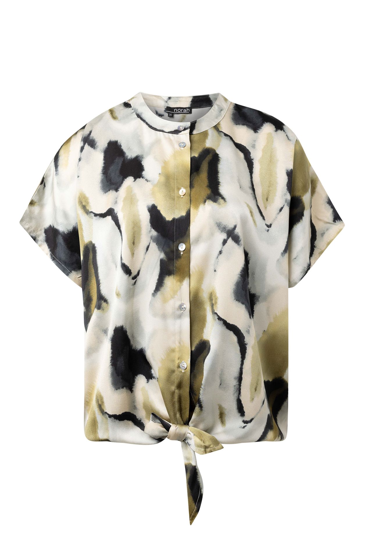 Norah Meerkleurige blouse met strikdetail army green multicolor 215227-593