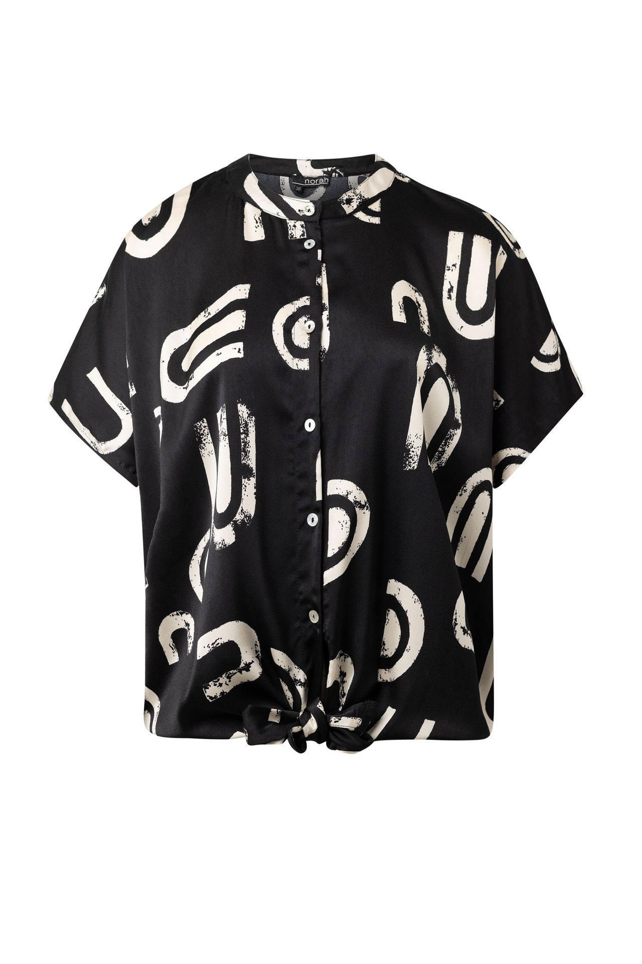 Norah Zwarte blouse met strikdetail black/ecru 215228-041