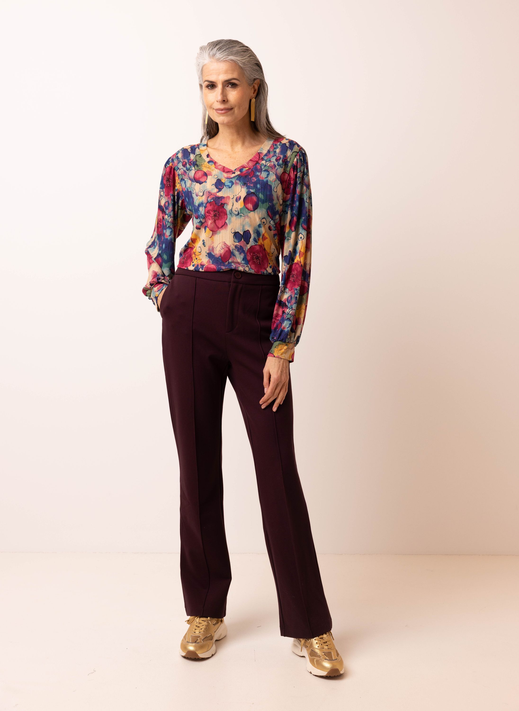 Norah Blouse met kleurrijke bloemen violet multicolor 215259-807