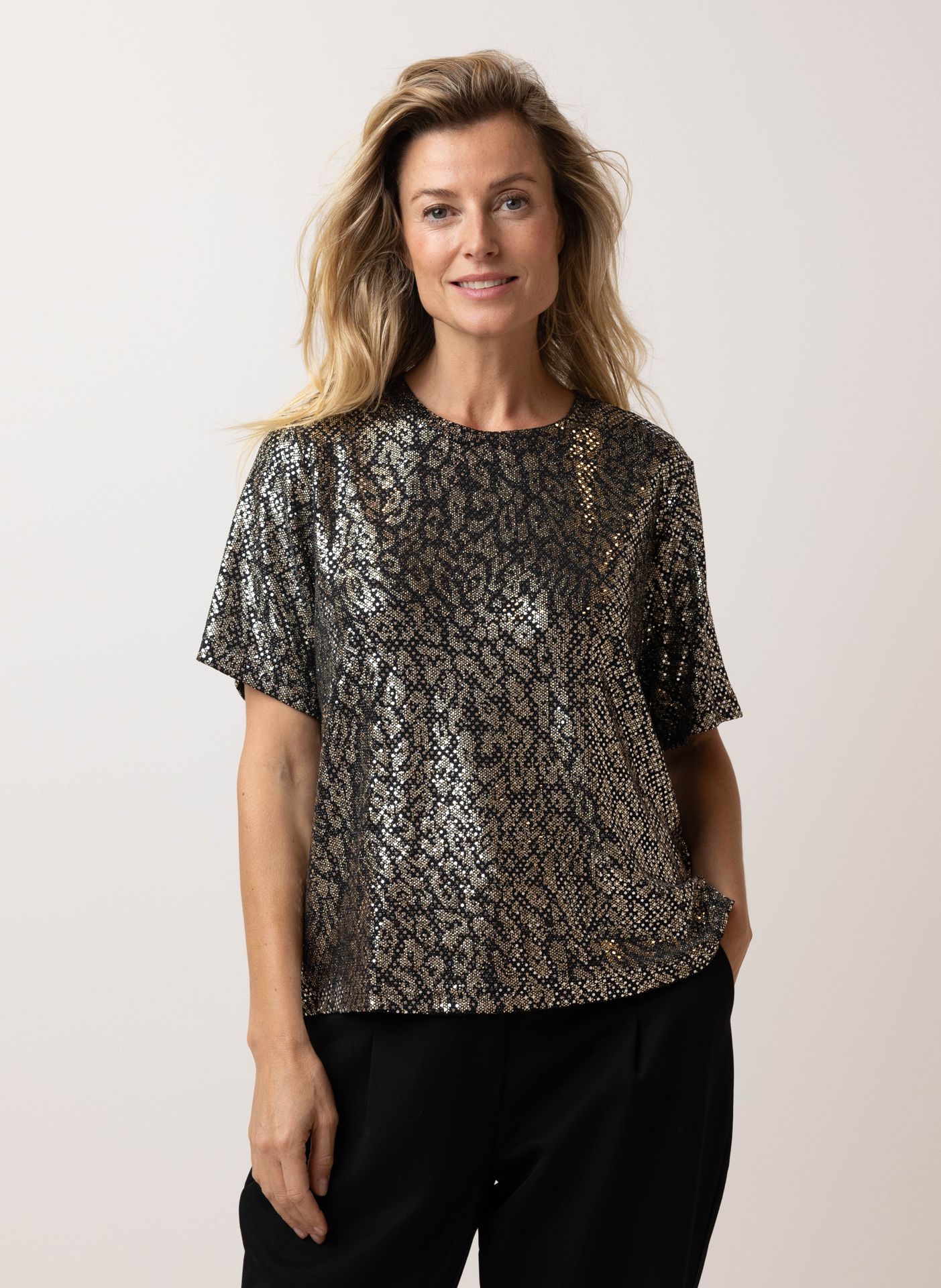 Norah Glanzend shirt silver/black 215261-113