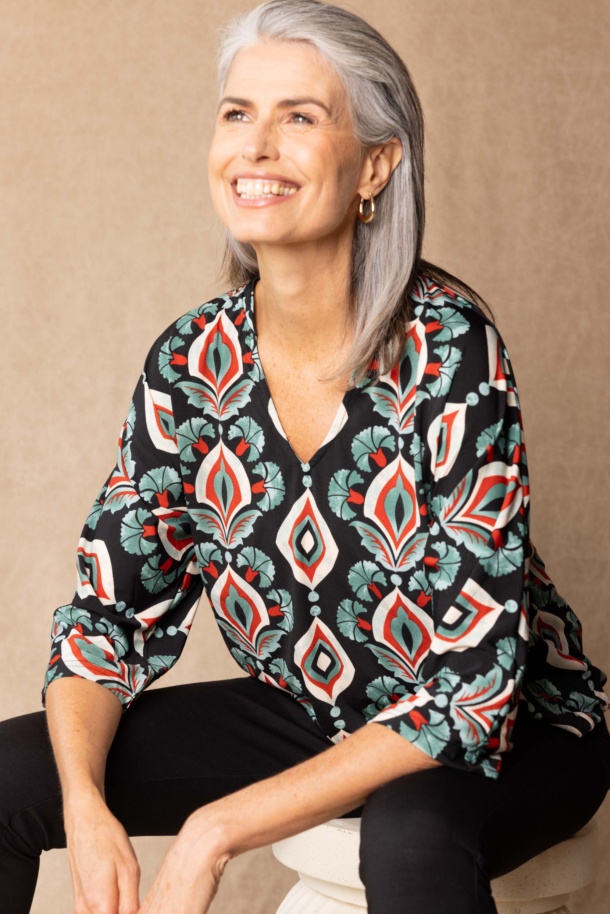 Norah Shirt met grafische print black multicolor 215263-020