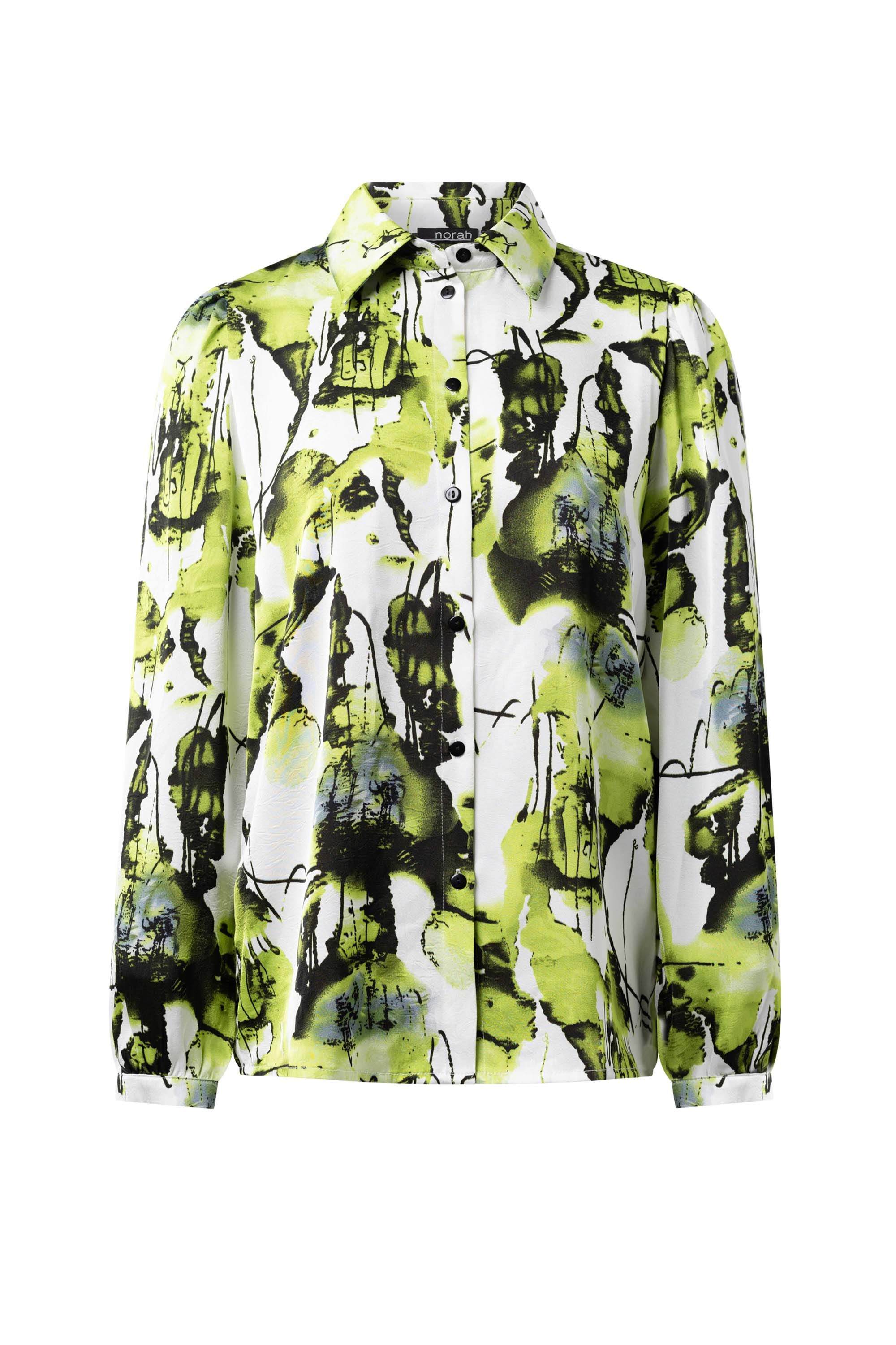 Norah Witte blouse met groen dessin lime multicolor 215266-501
