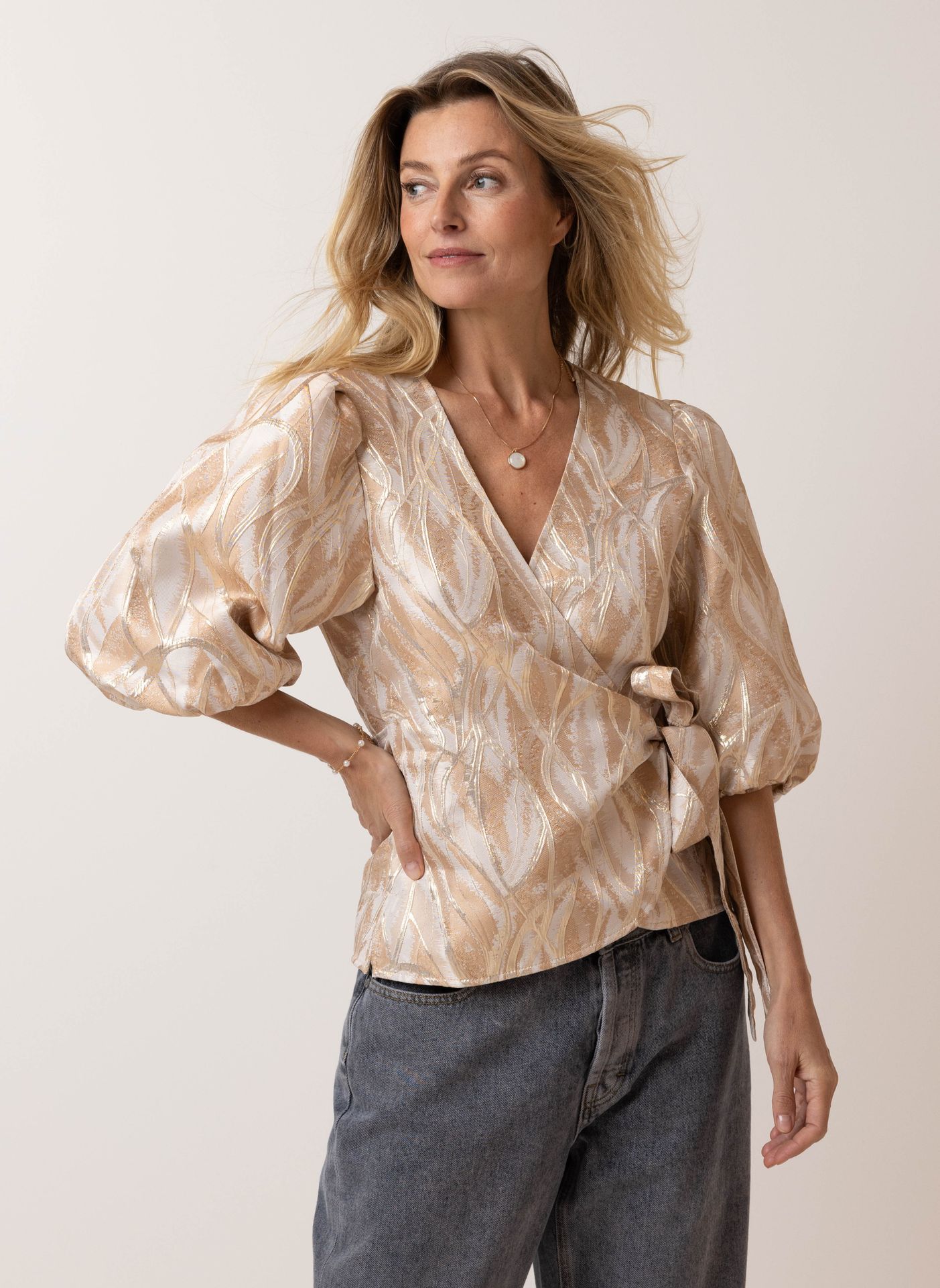 Norah Glanzende blouse champagne 215271-103