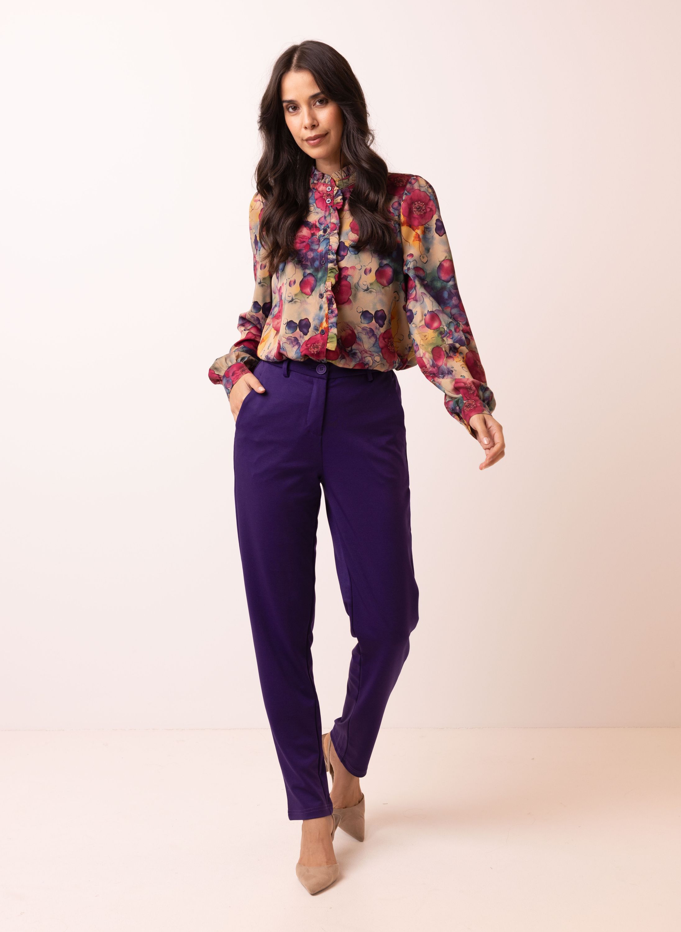 Norah Paarse slim fit broek purple 215275-800