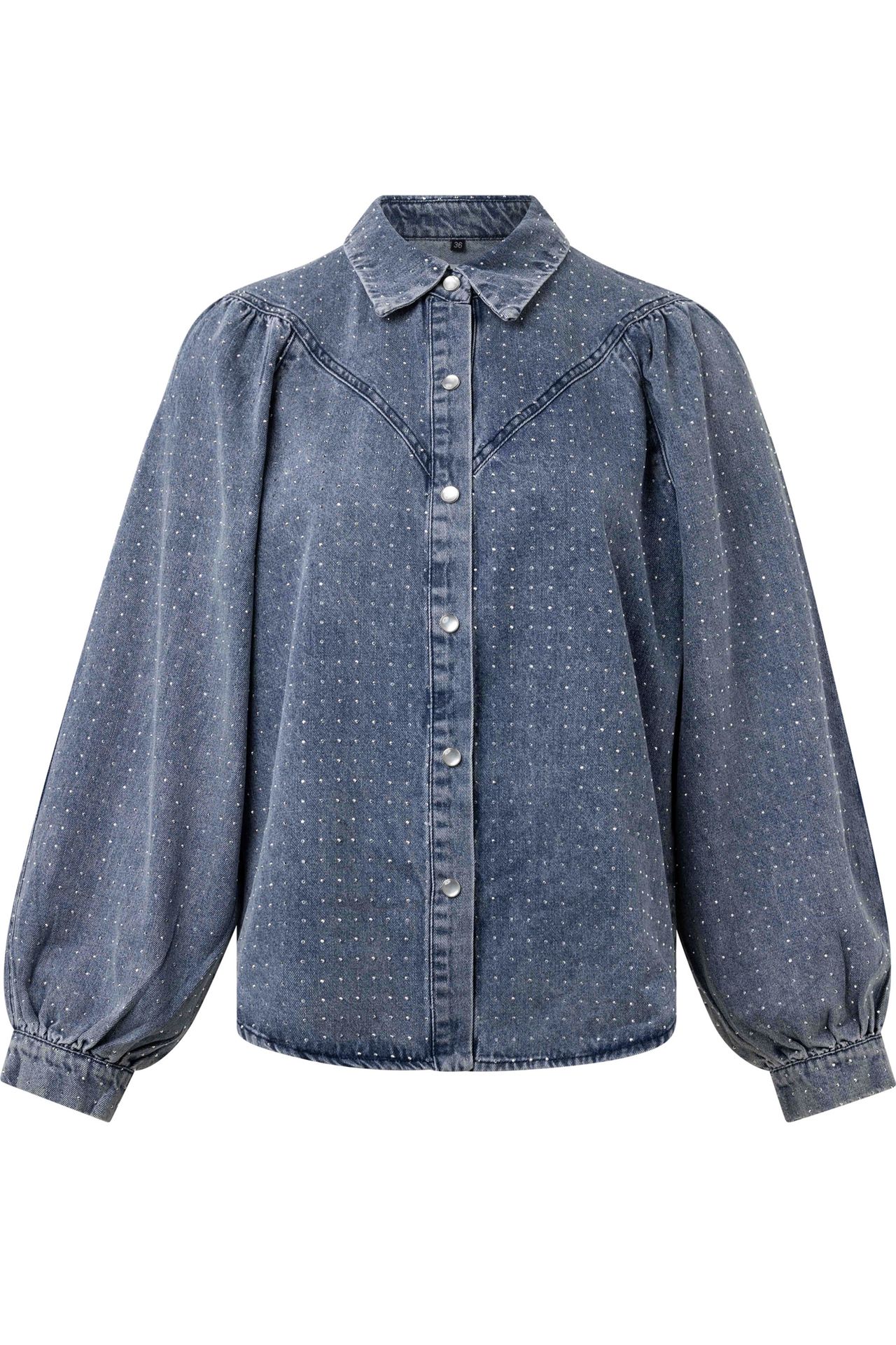  Denim blouse met strass steentjes jeans/blue 215278-471-42