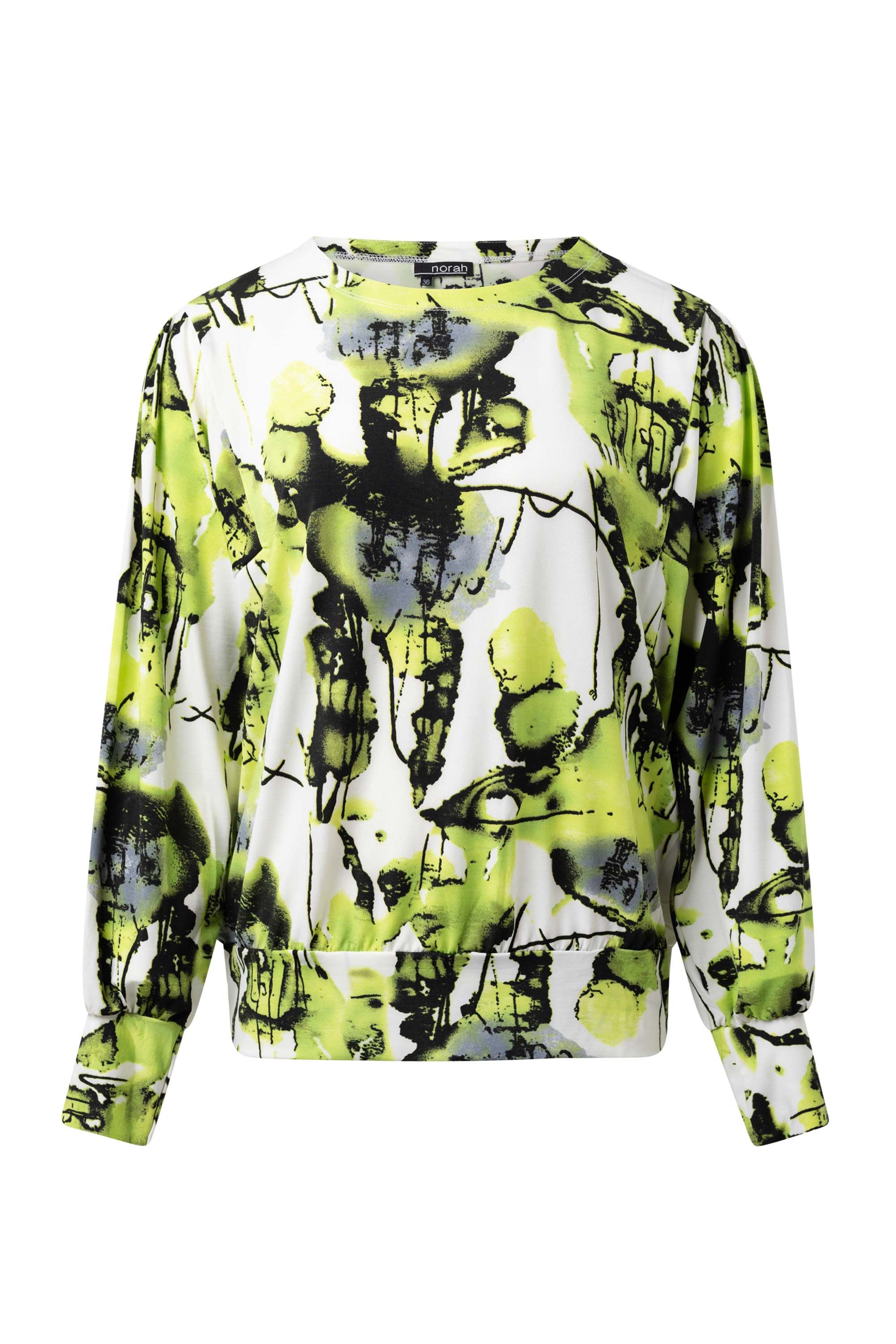 Norah Wit shirt met groen dessin lime multicolor 215295-501