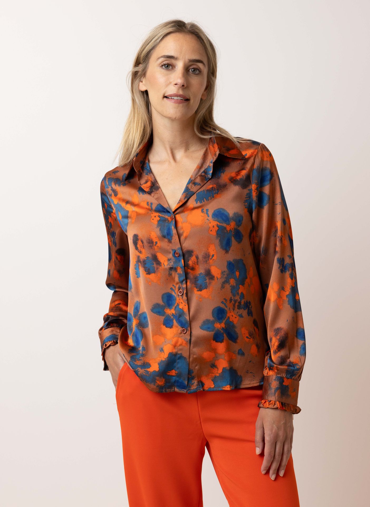 Norah Bruine blouse cognac multicolor 215303-281