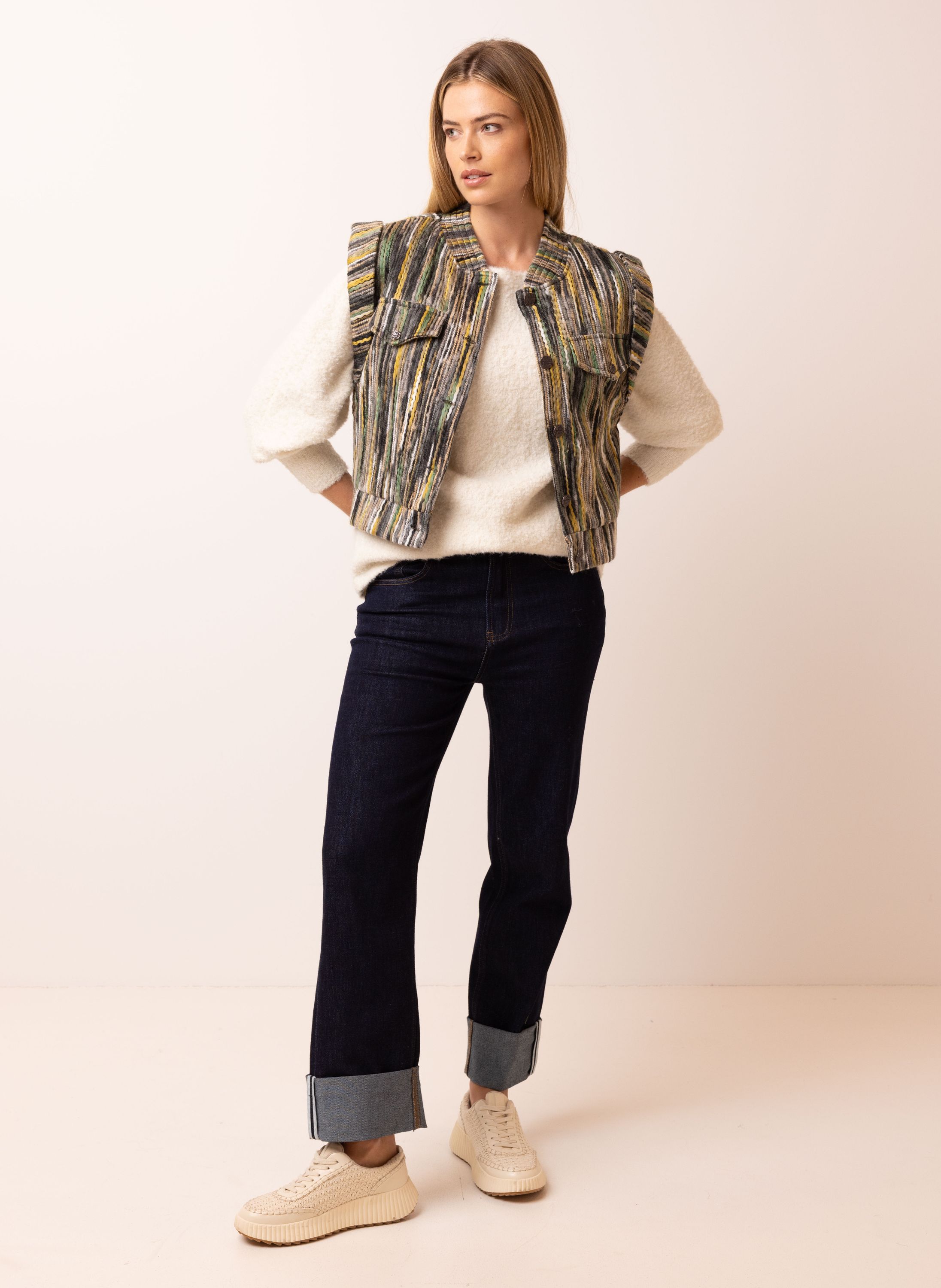 Norah Groen gilet met streeppatroon green multicolor 215312-520-34-36
