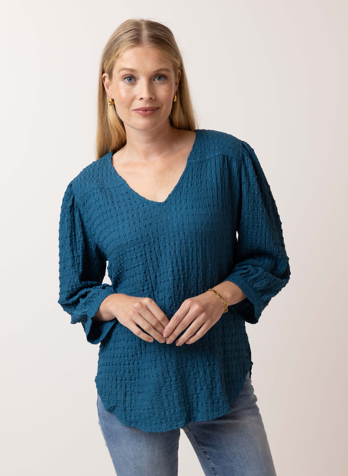 Norah Blauwe blouse teal 215337-666