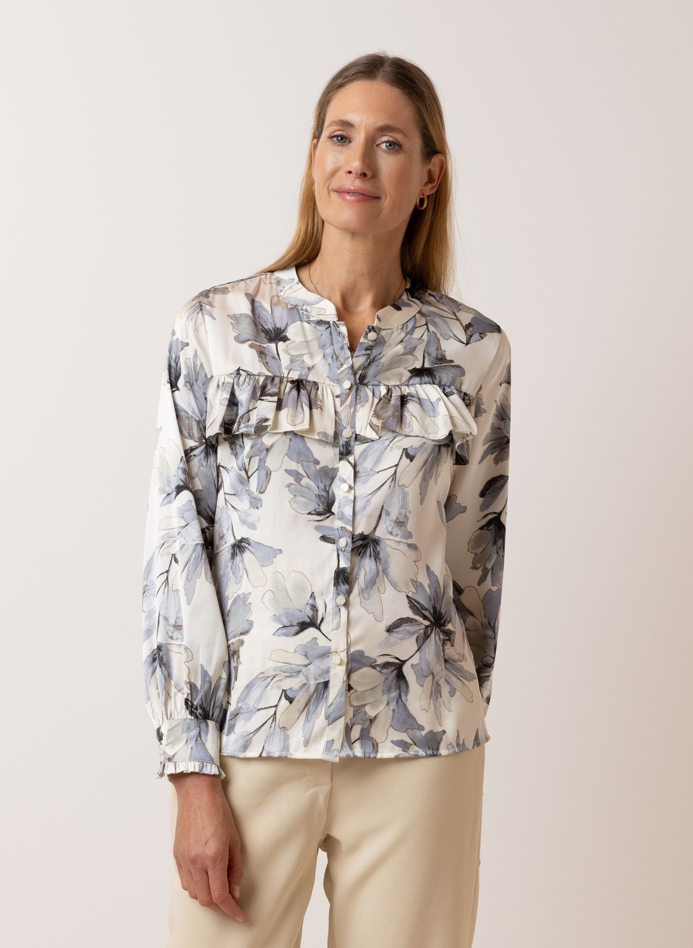 Norah Blouse met ruches off-white multicolor 215340-114