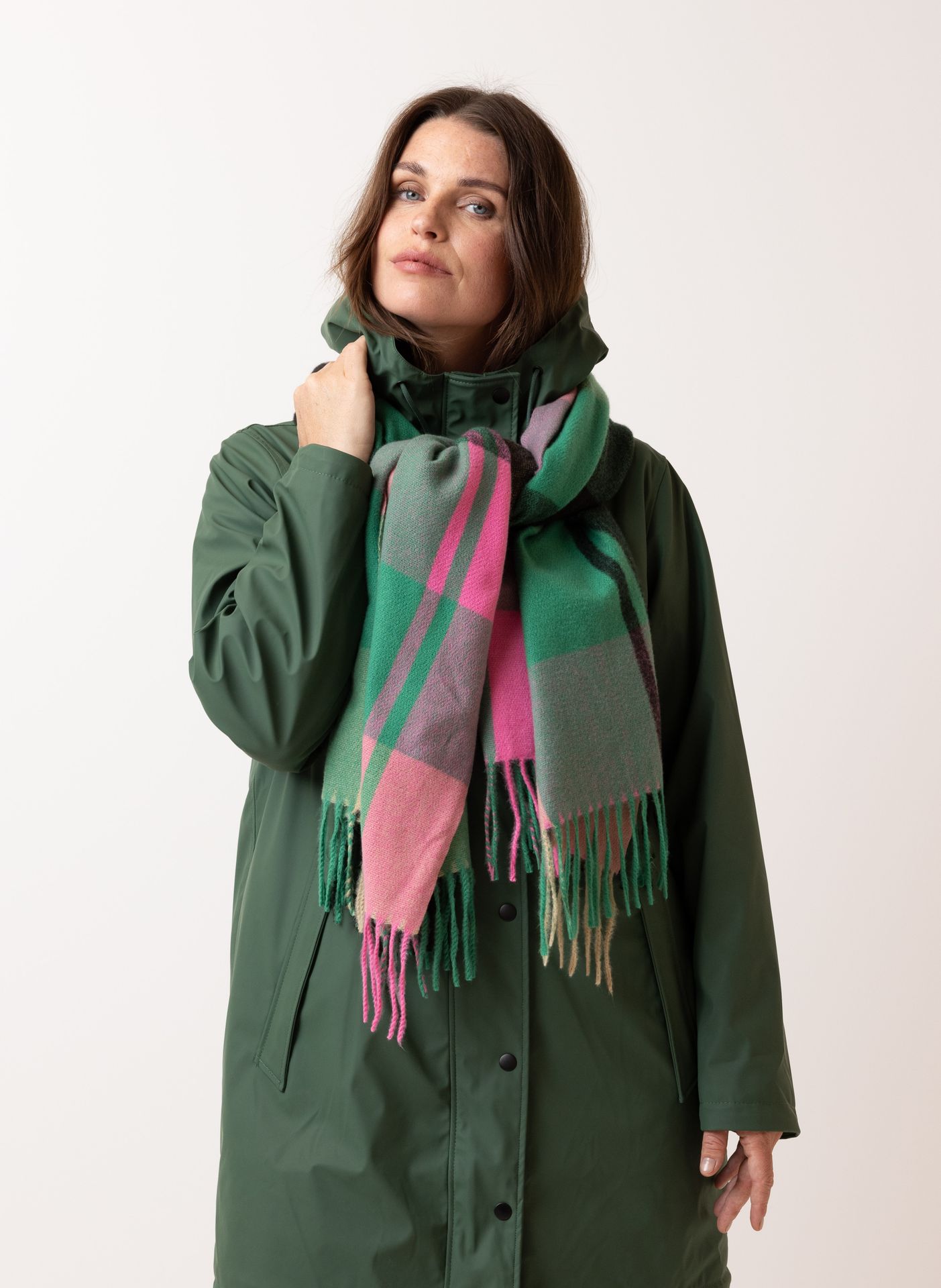 Norah Sjaal groen geruit green/pink 215437-539