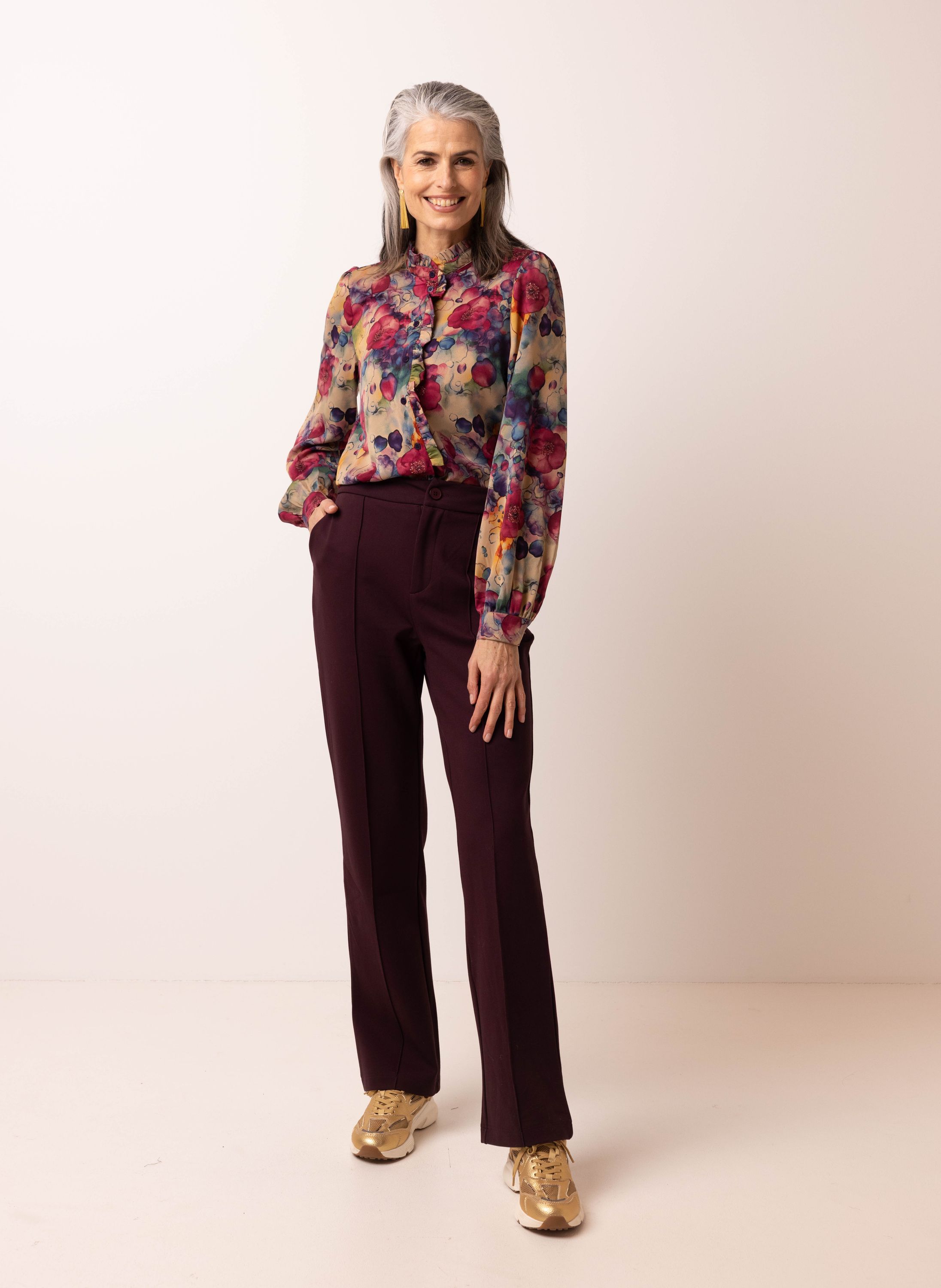 Norah Kleurrijke blouse met bloemen violet multicolor 215472-807