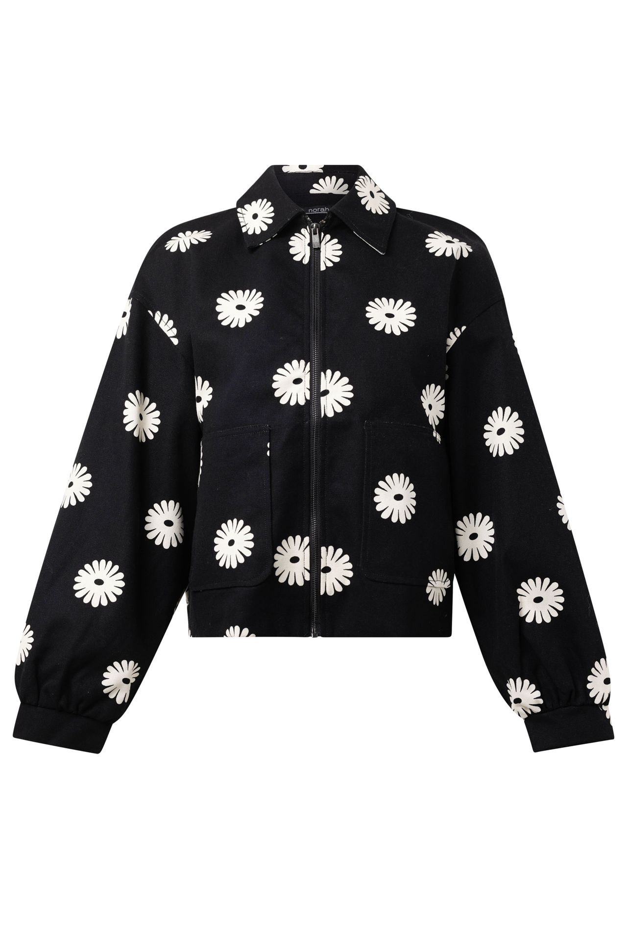 Norah Zwart jasje met bloemen black/ecru 215517-041