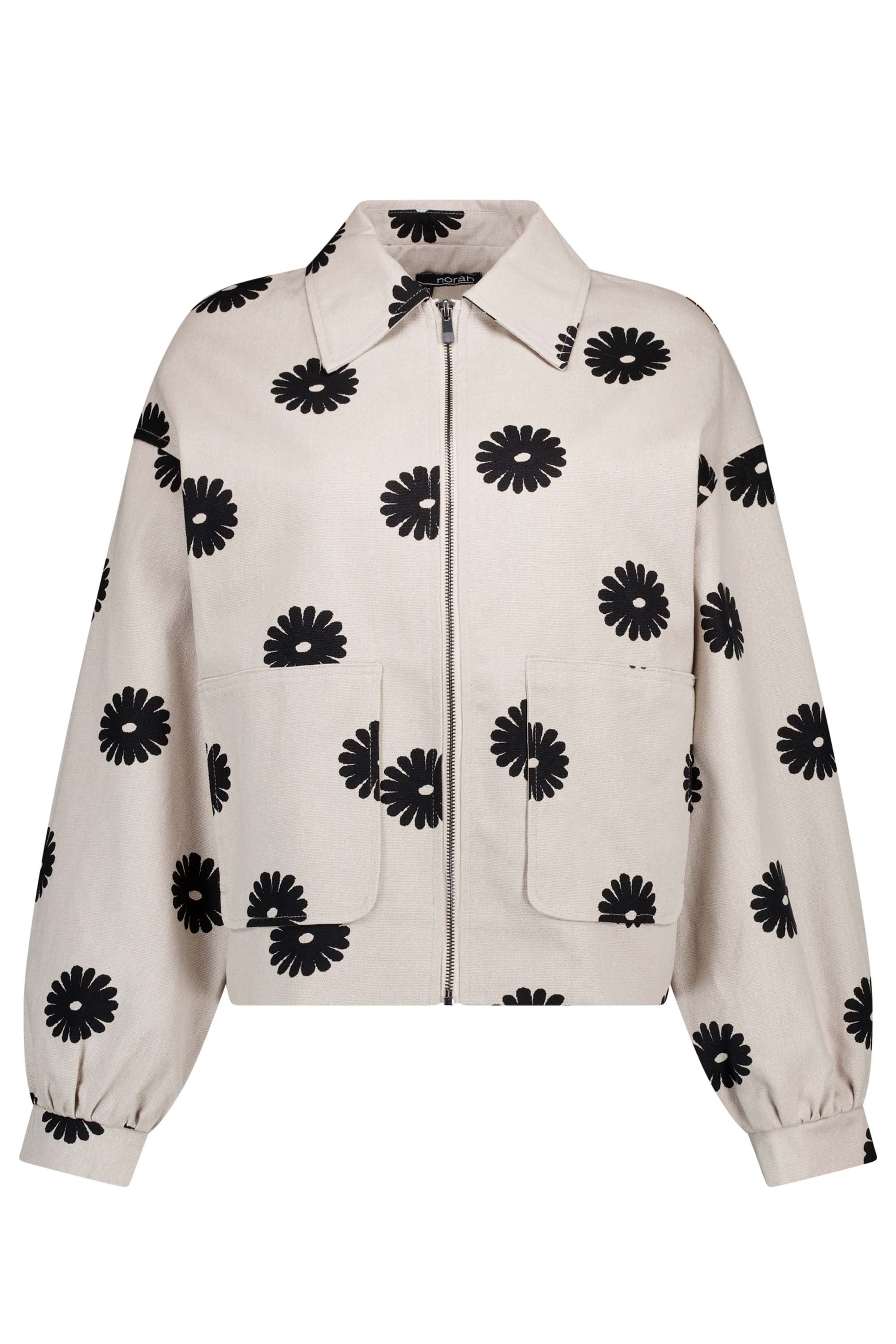 Norah Zandkleurig jasje met zwarte bloemen sand/black 215517-152-38