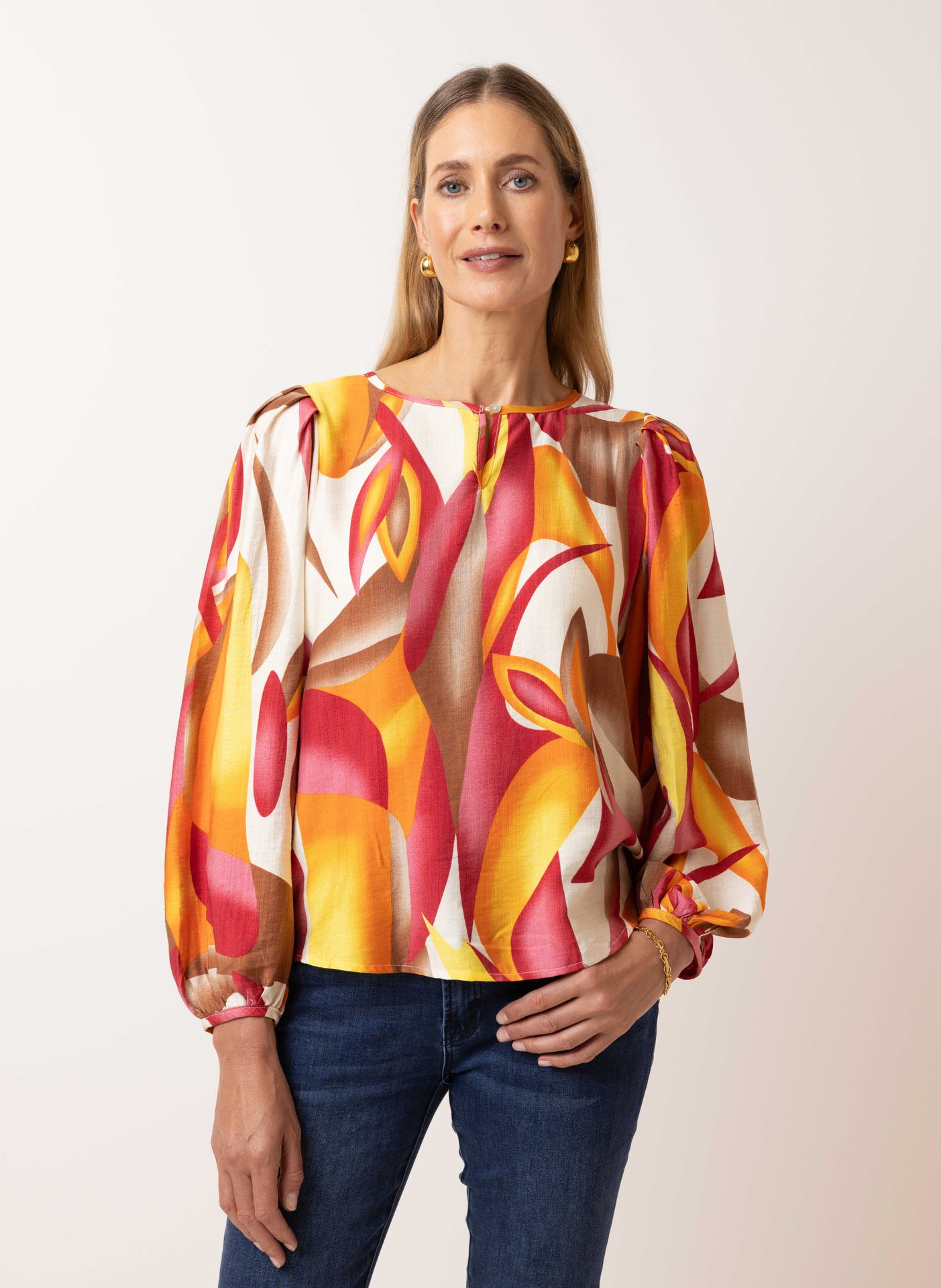 Norah Meerkleurige blouse red multicolor 215553-620