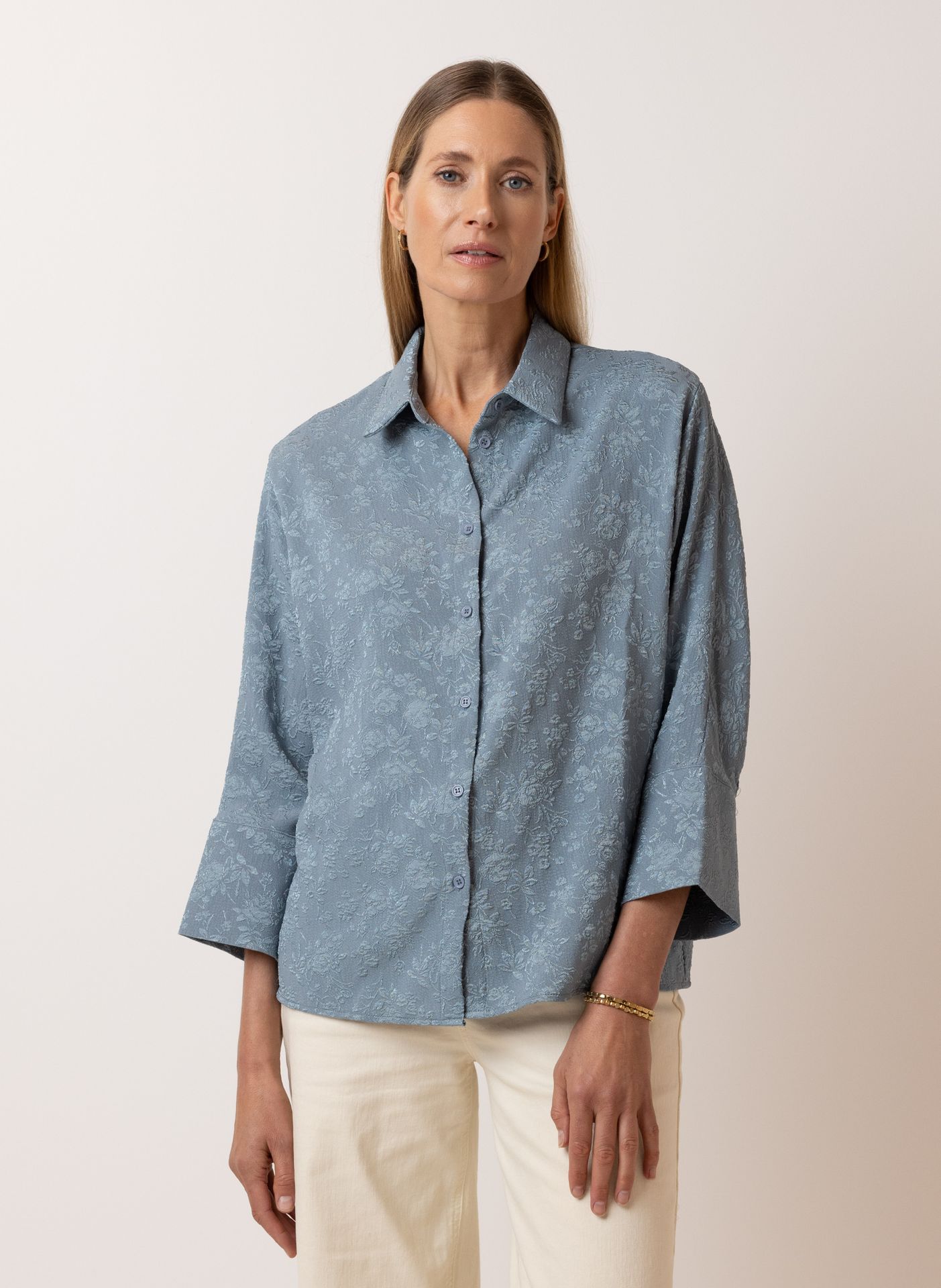  Blauwe blouse denim blue 215569-472-46