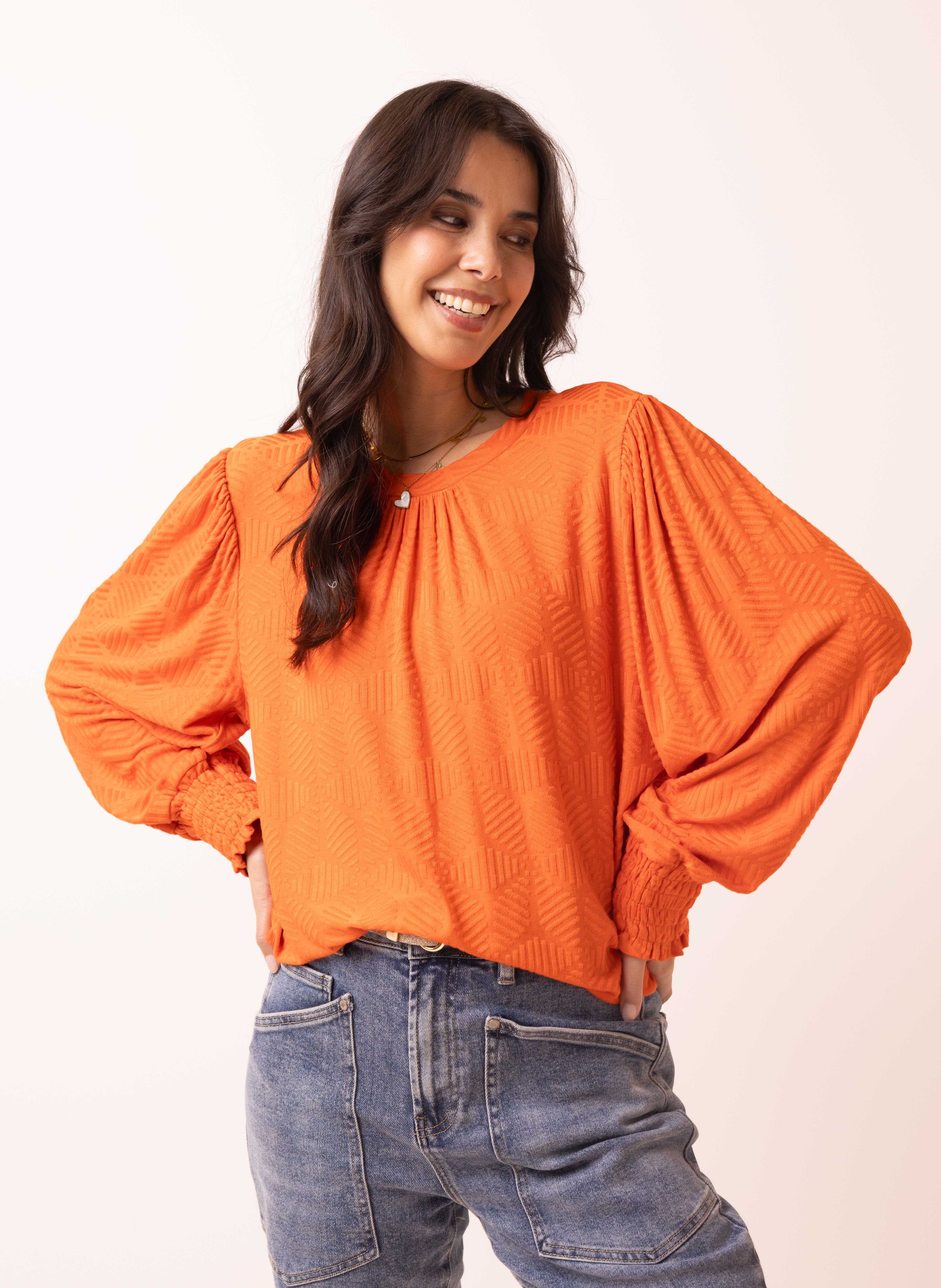 Norah Oranje shirt met structuur orange 215575-700