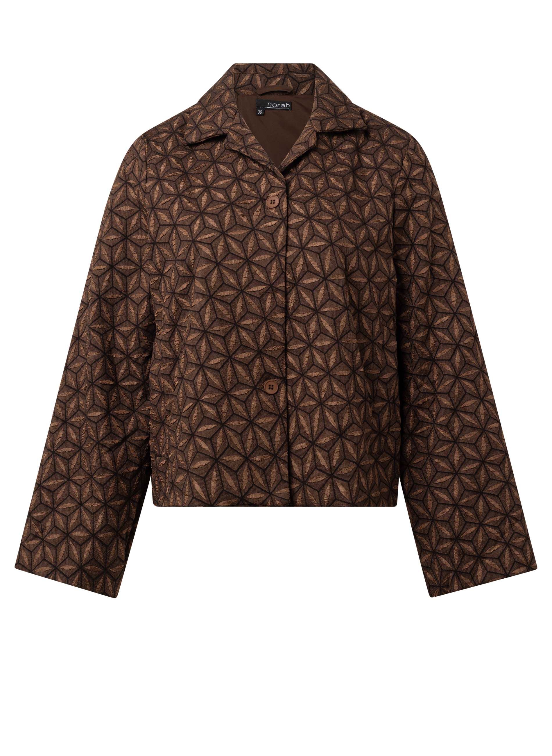 Norah Bruin jasje met grafisch dessin brown multicolor 215581-220