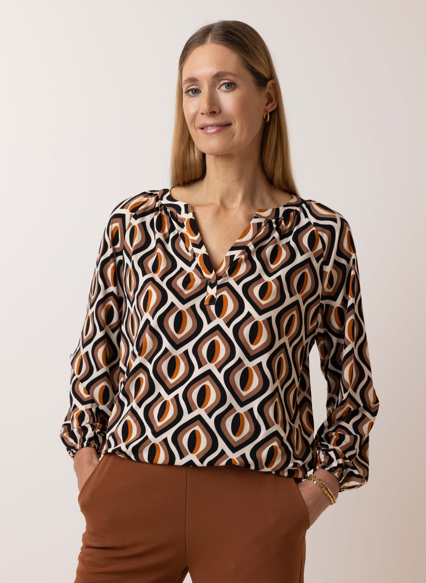 Norah Meerkleurige blouse brown multicolor 215614-220