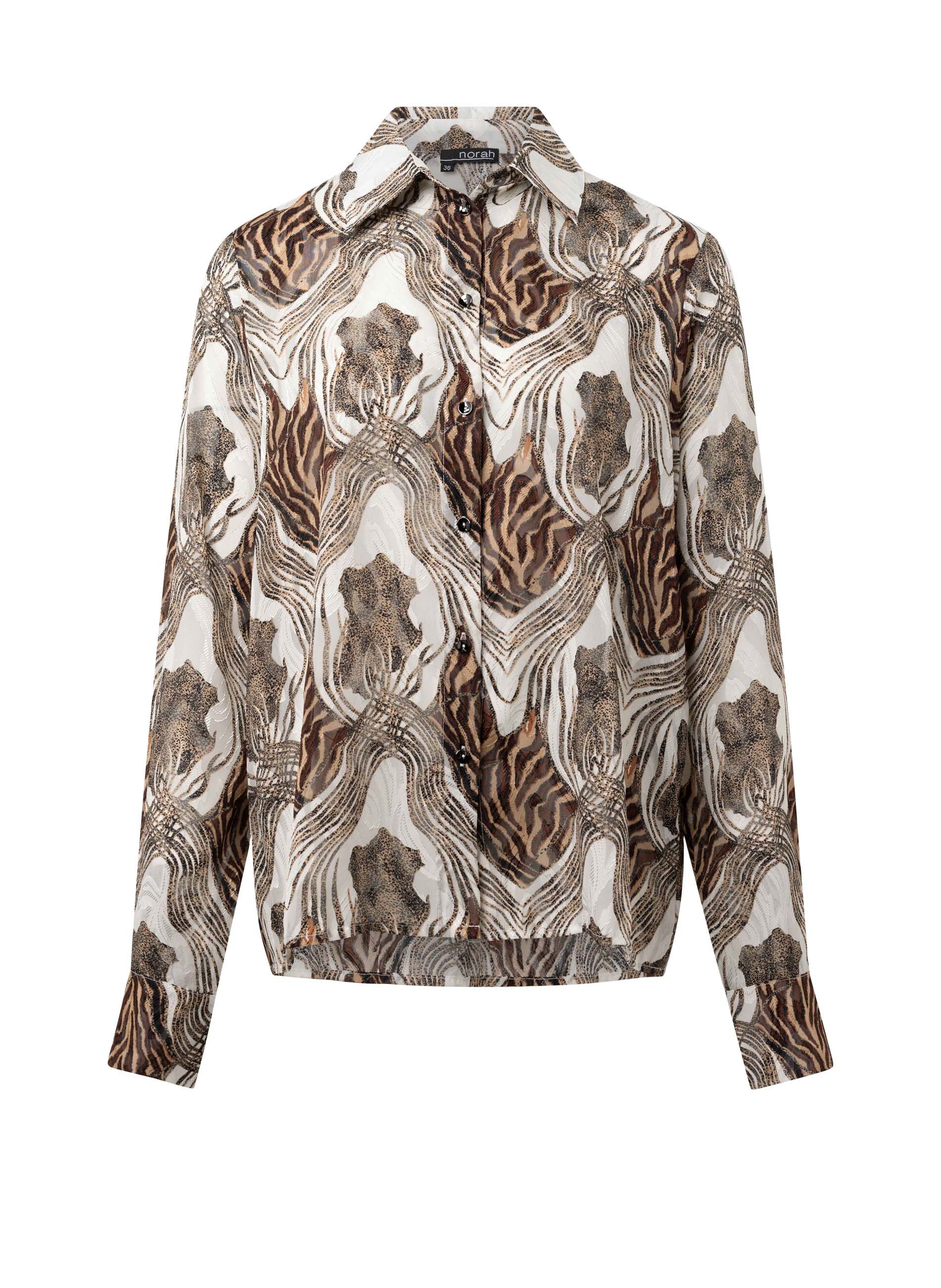 Norah Witte blouse met dierenprint brown multicolor 215635-220