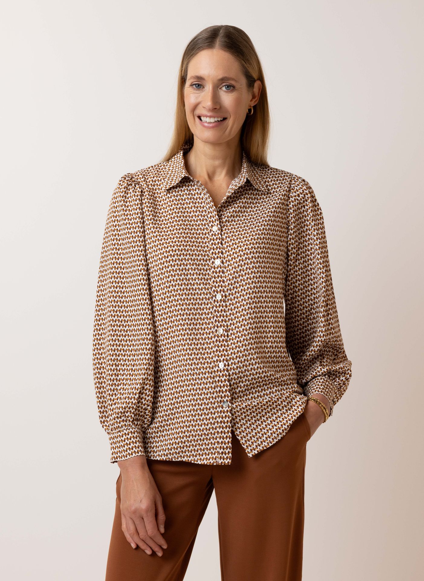 Norah Meerkleurige blouse Brown/Ecru 215685-241