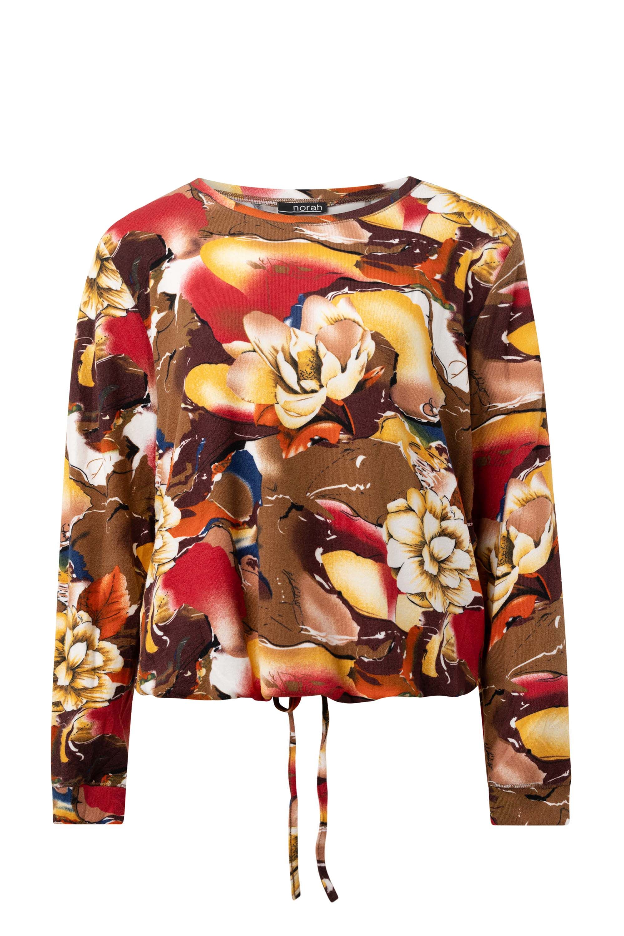 Norah Bruine trui met bloemendessin multicolor 215688-002