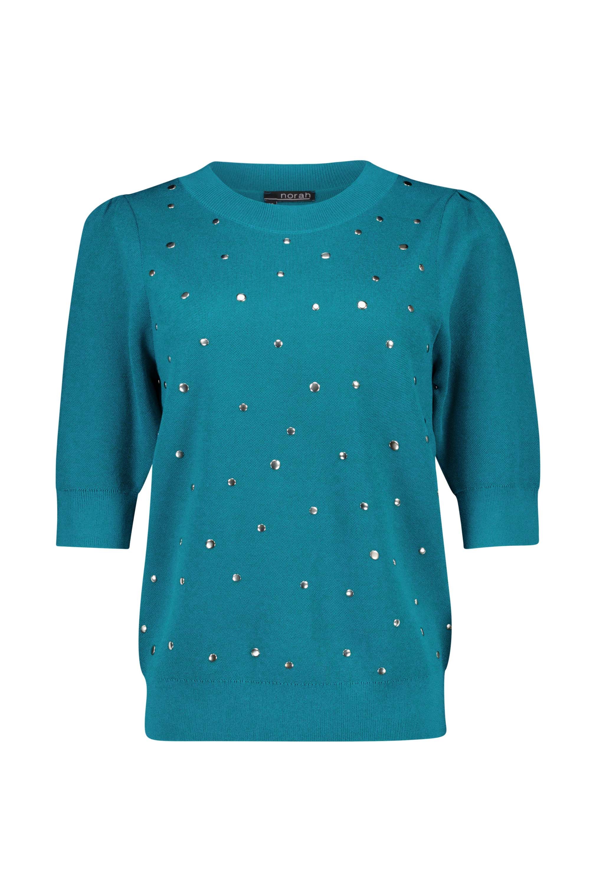 Norah Petrolblauwe trui met studs petrol blue 215703-495