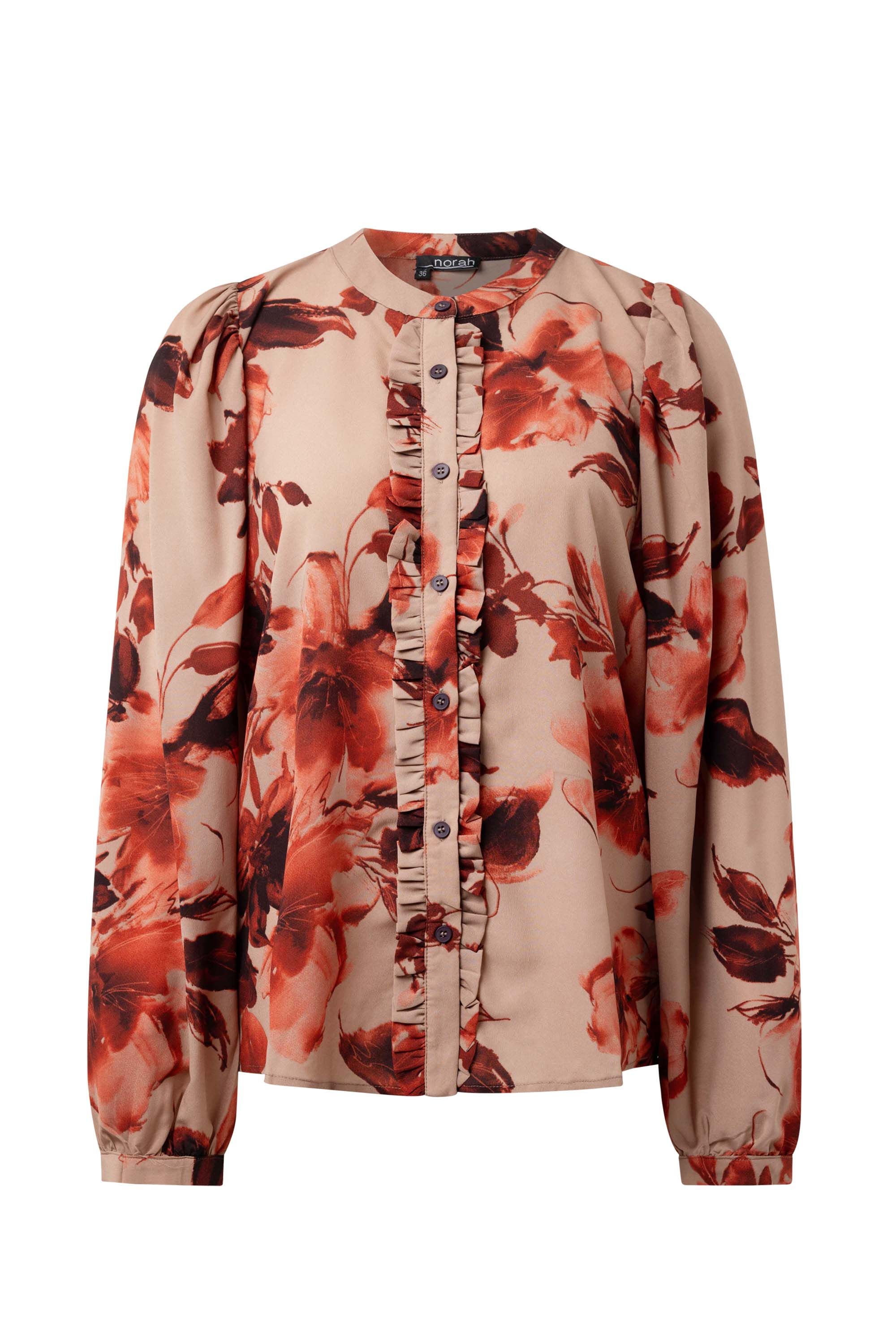 Norah Roze blouse met bloemen red multicolor 215713-620