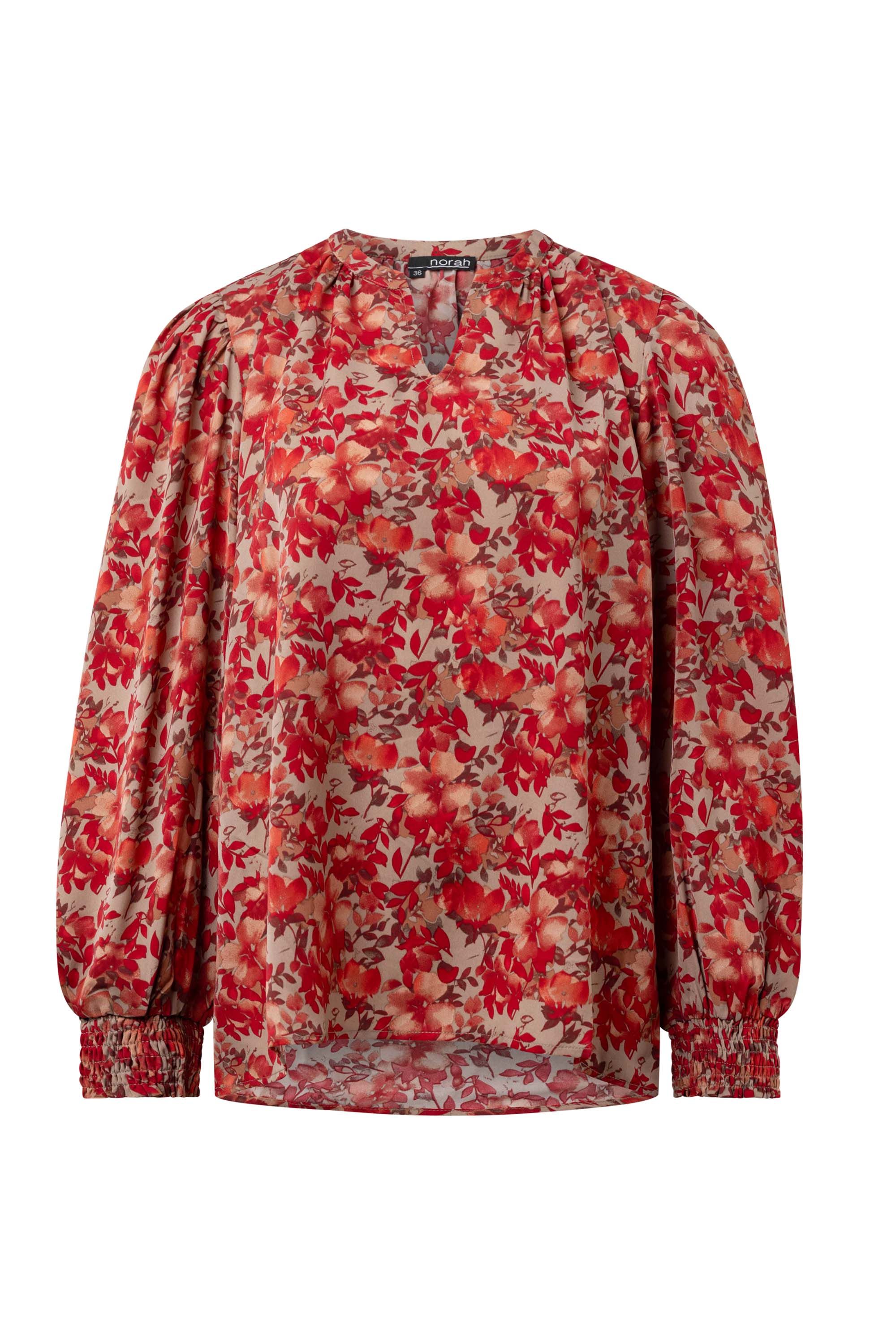 Norah Rode blouse met bloemen red multicolor 215717-620