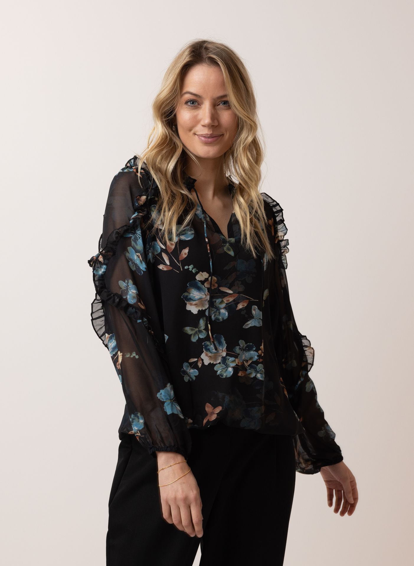 Norah Zwarte blouse black multicolor 215737-020