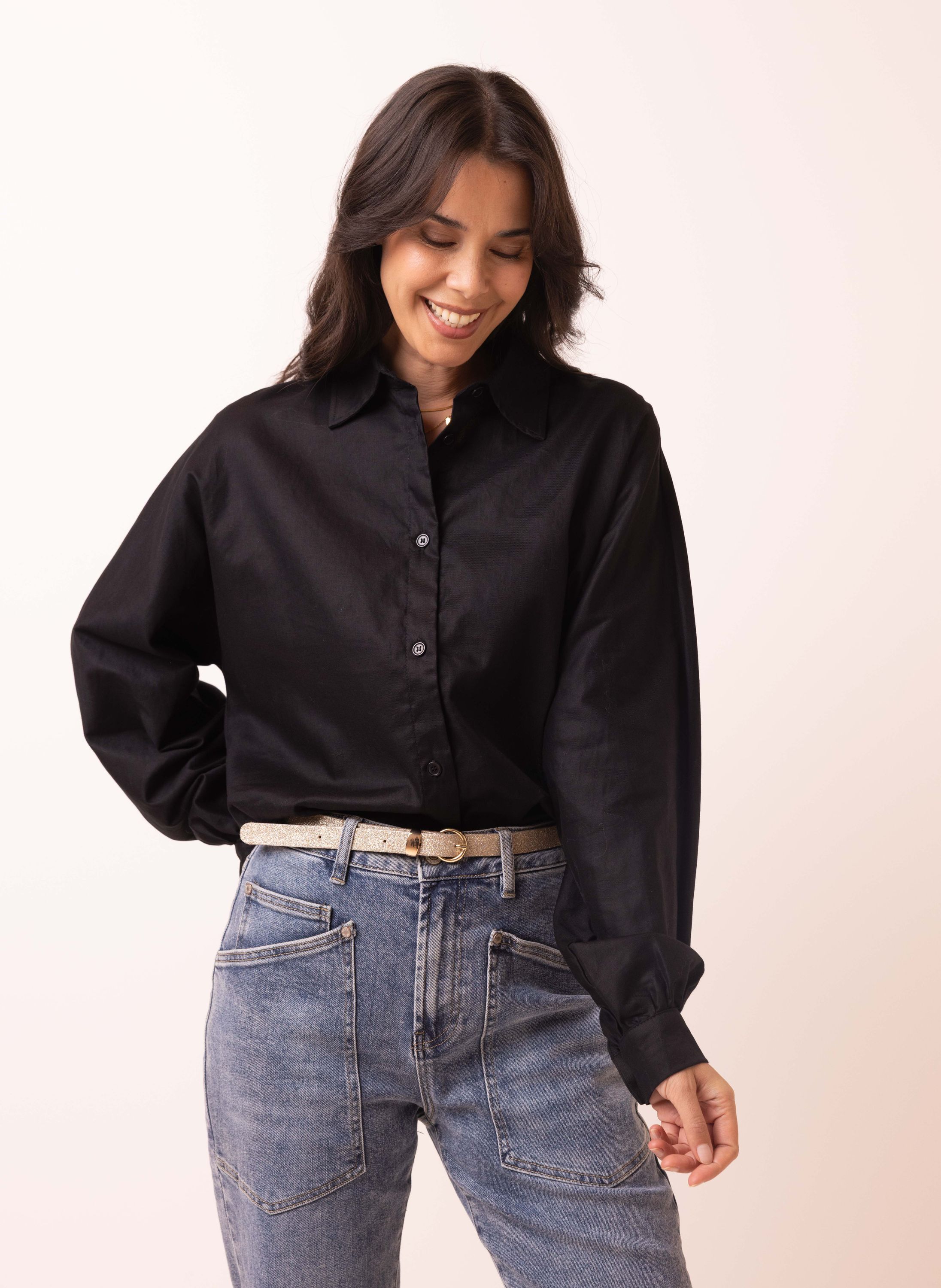 Norah Zwarte katoenen blouse black 215750-001