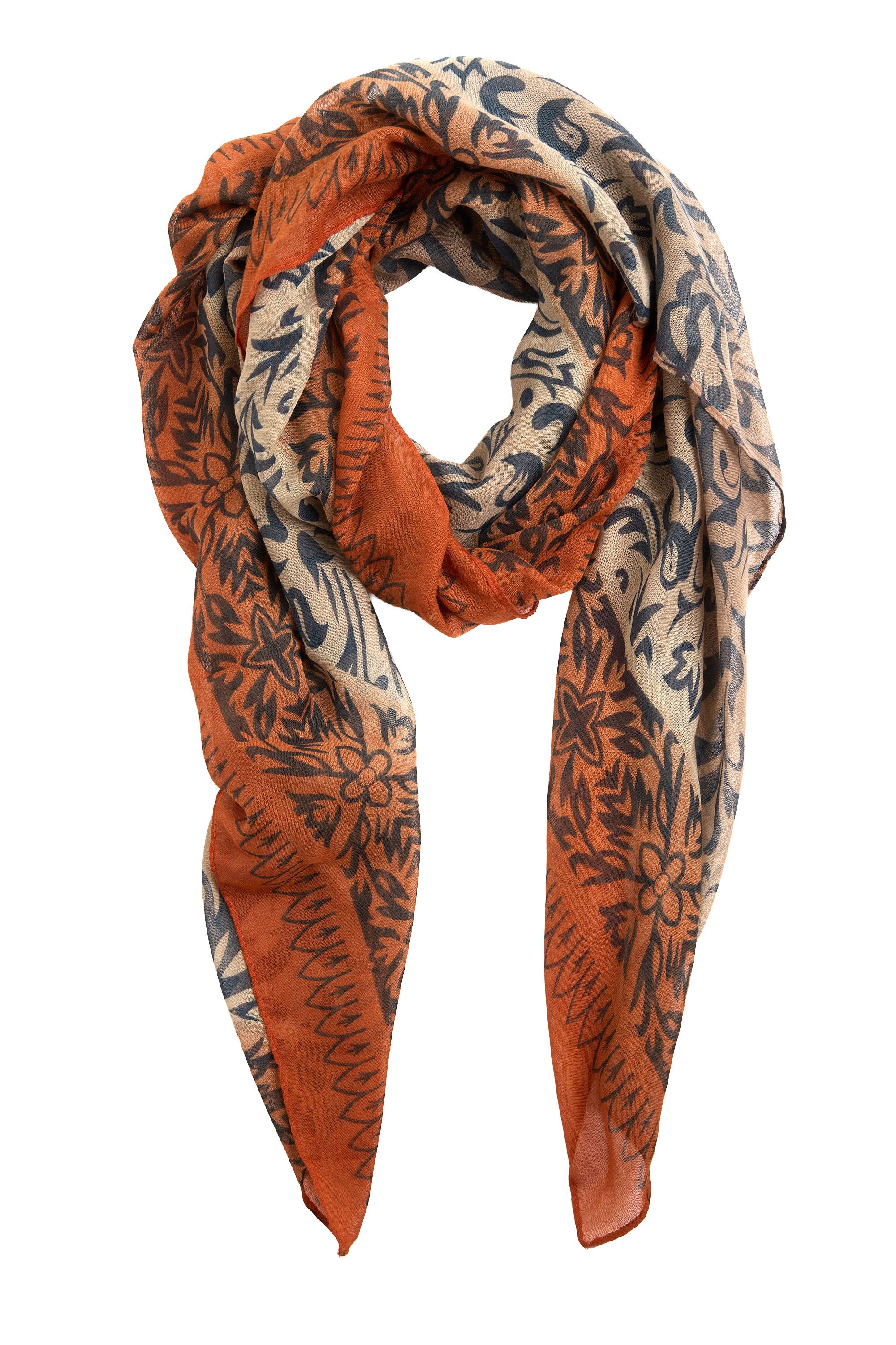 Norah Oranje sjaal met grafische print terra multicolor 215773-661
