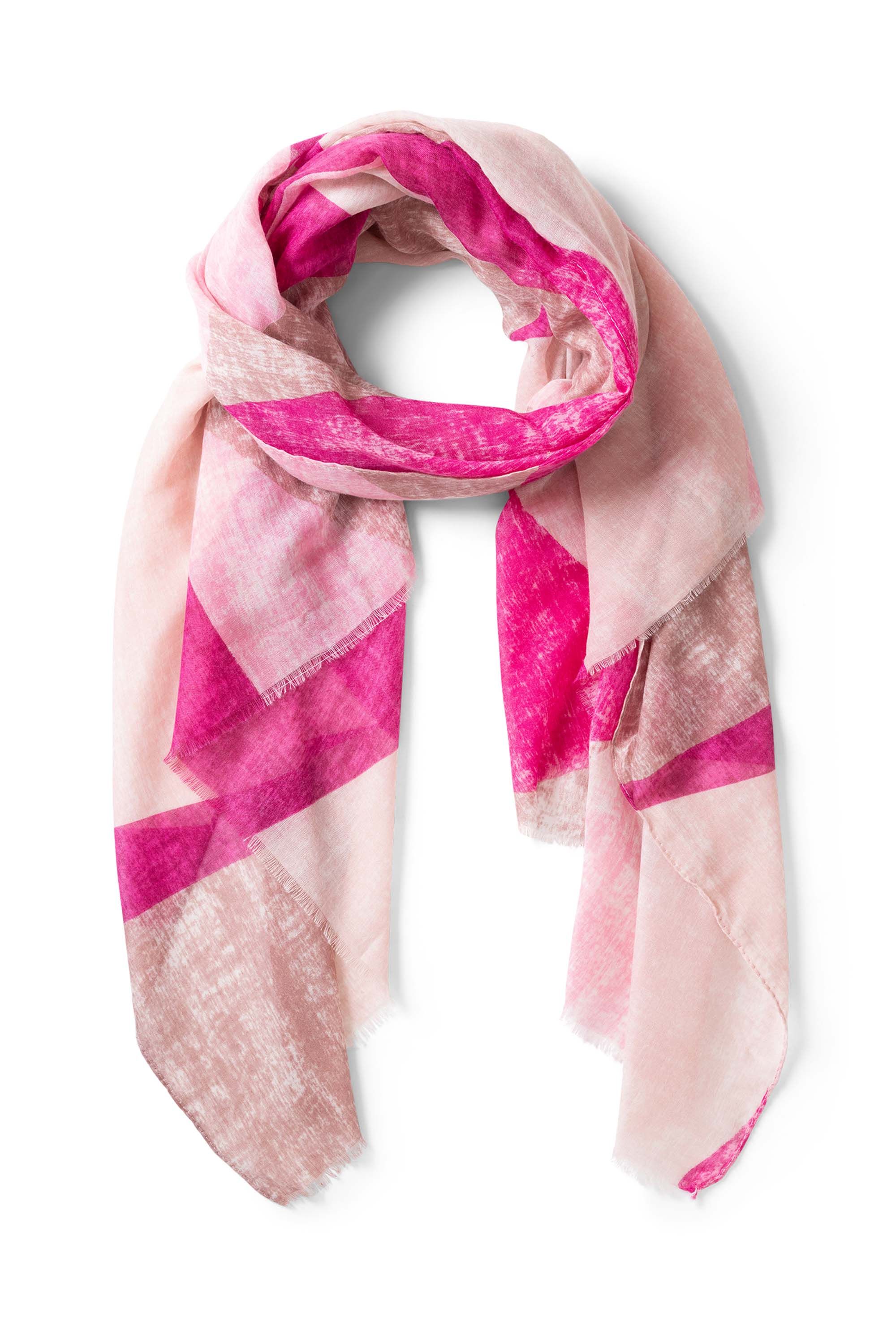 Norah Roze sjaal met rafelrand pink multicolor 215777-920