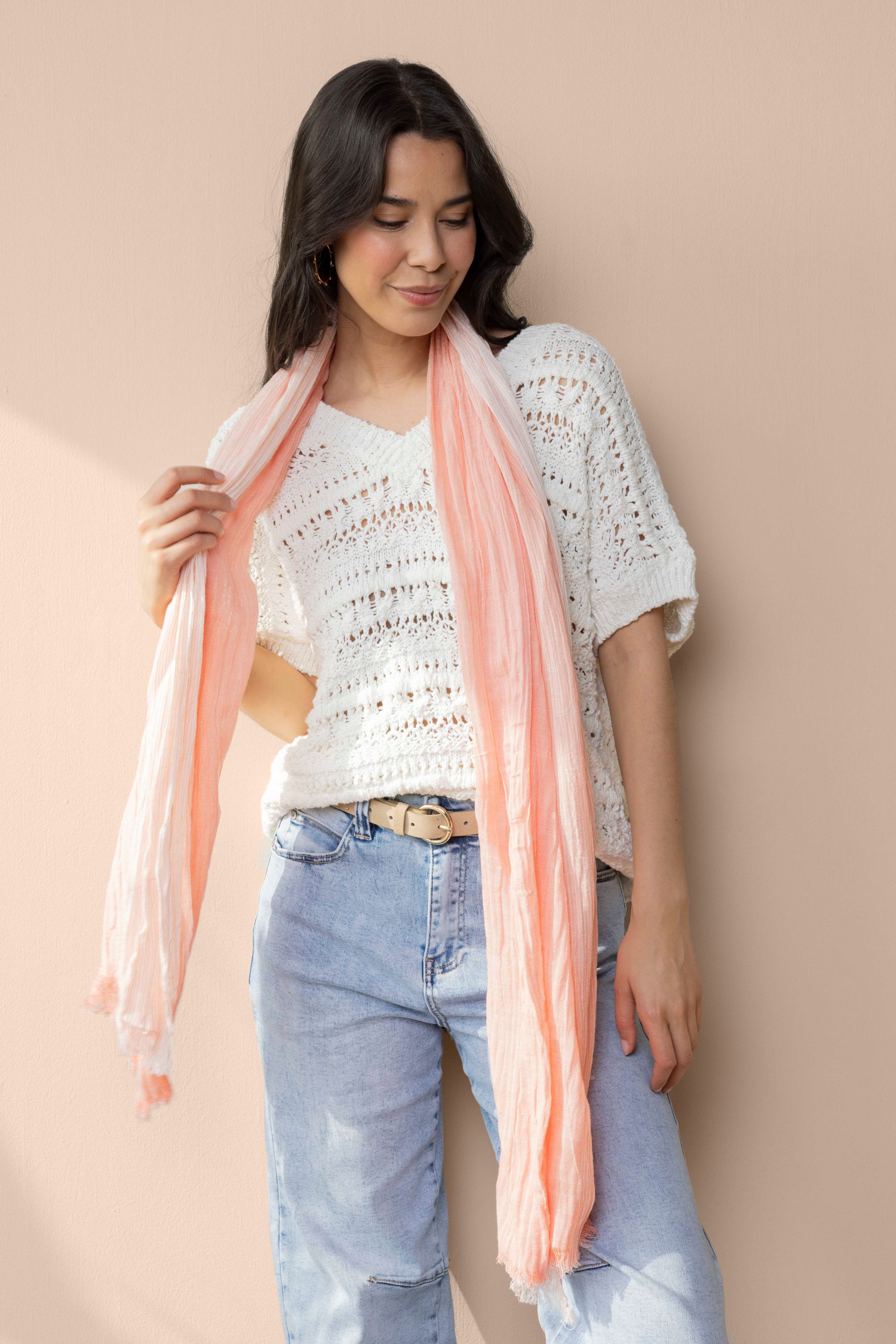 Norah Oranje/wit gestreepte sjaal orange/white 215788-731