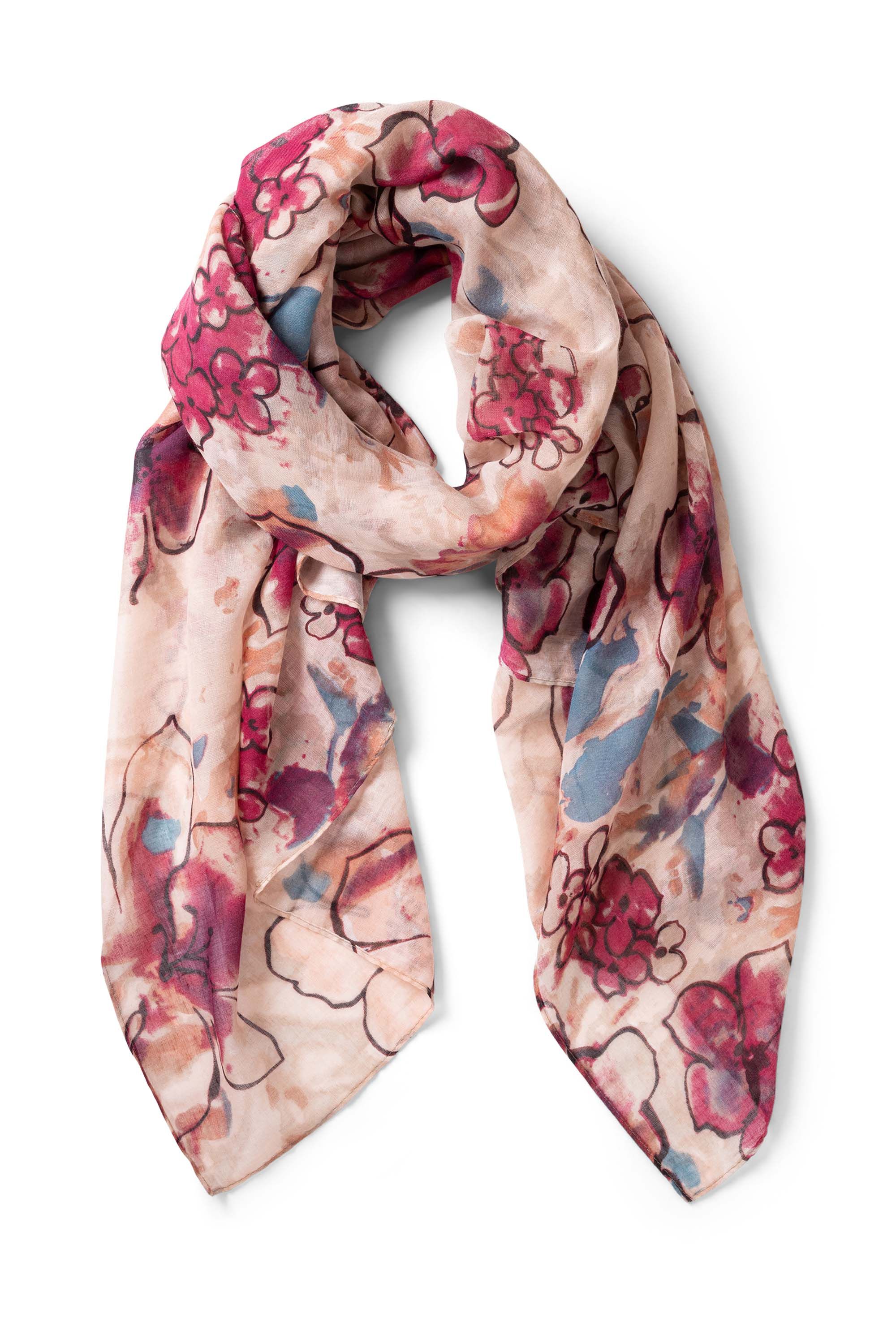 Norah Donkerroze sjaal met dessin dark rose multicolor 215791-996