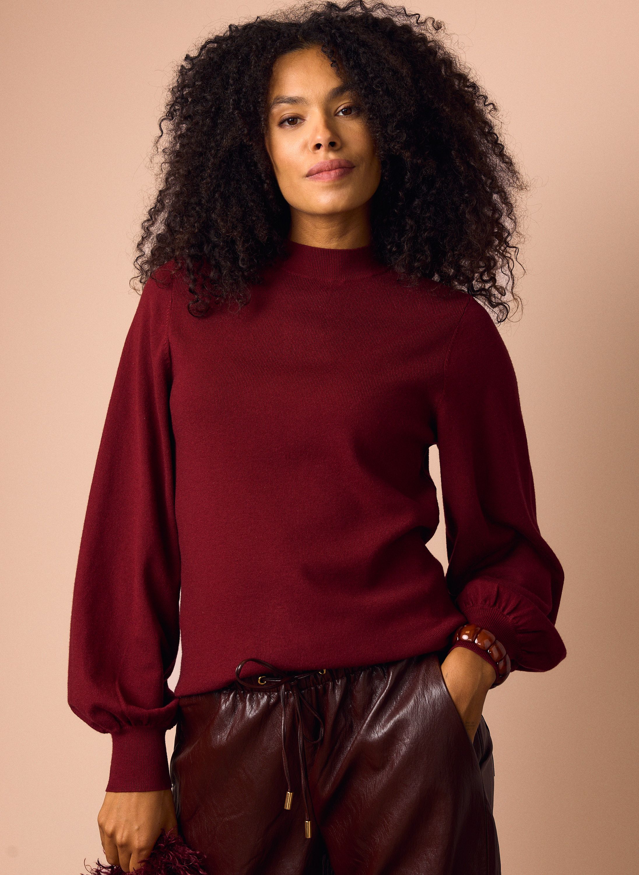 Norah Rode fijngebreide trui wine red 215800-697