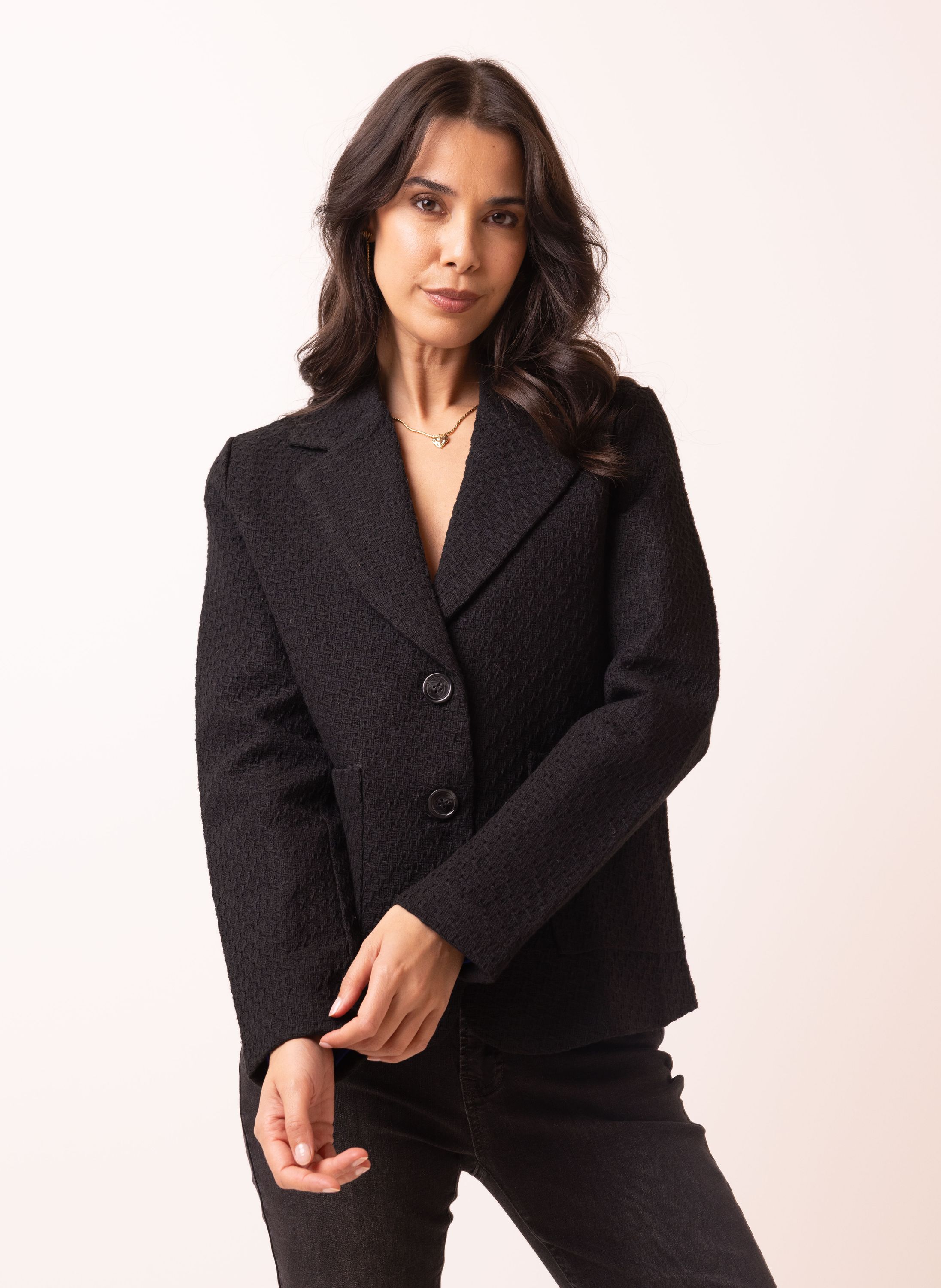 Norah Zwarte blazer met structuur black 215807-001