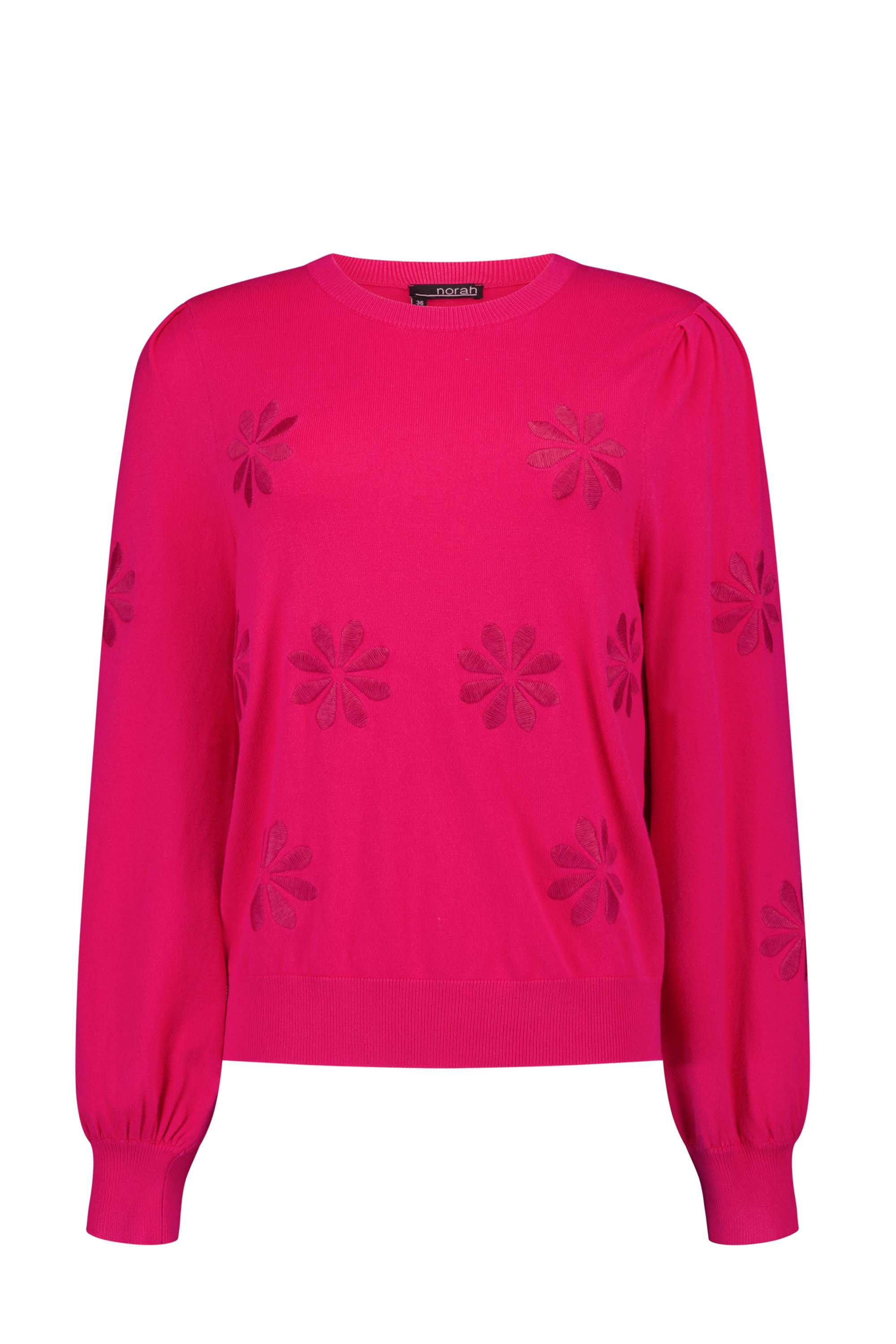 Norah Roze gebreide trui met borduursels pink 215809-900-40