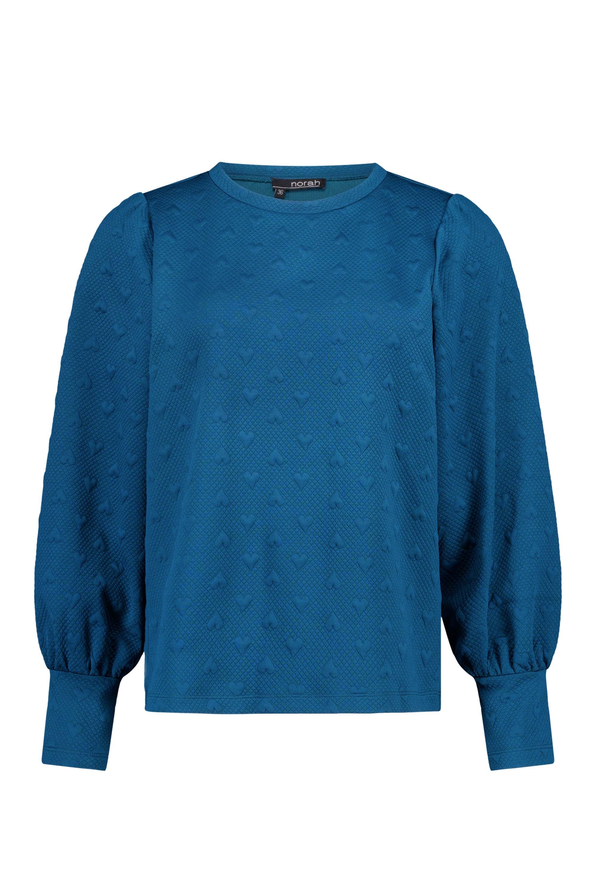 Norah Petrolblauwe sweater met hartjes petrol blue 215814-495-40