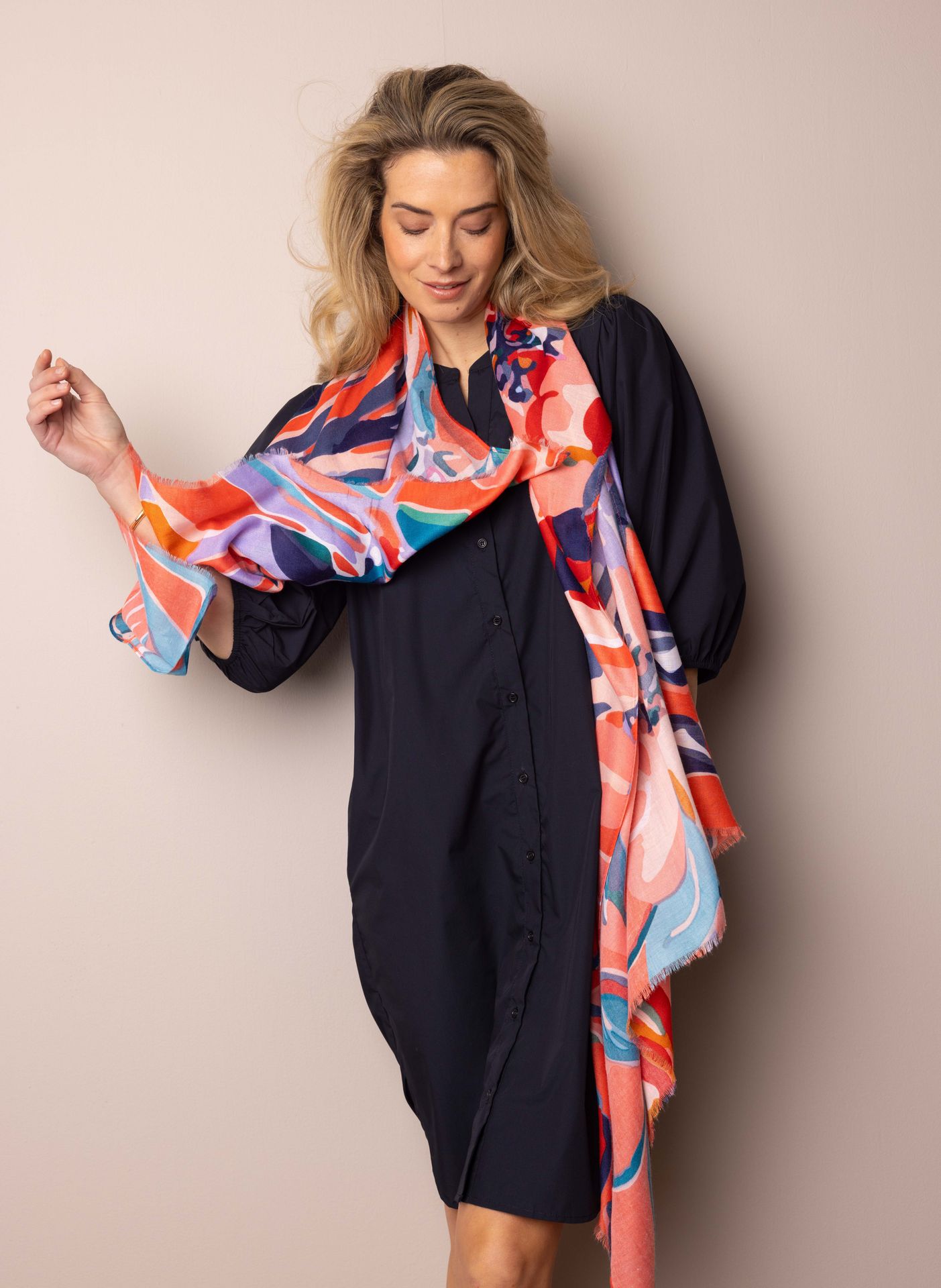 Norah Meerkleurige sjaal pink multicolor 215820-920