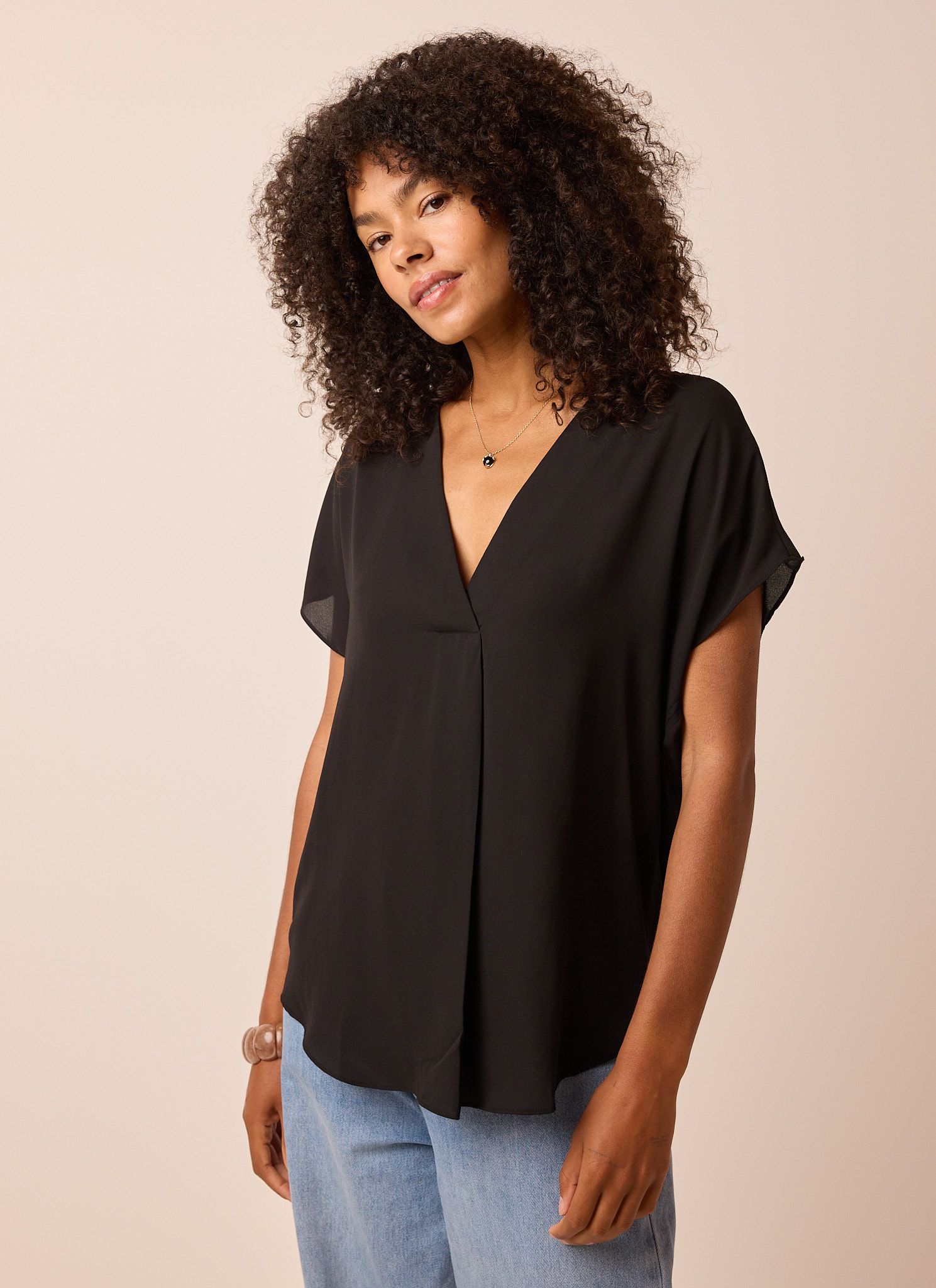 Norah Zwarte blouse met V-hals black 215864-001