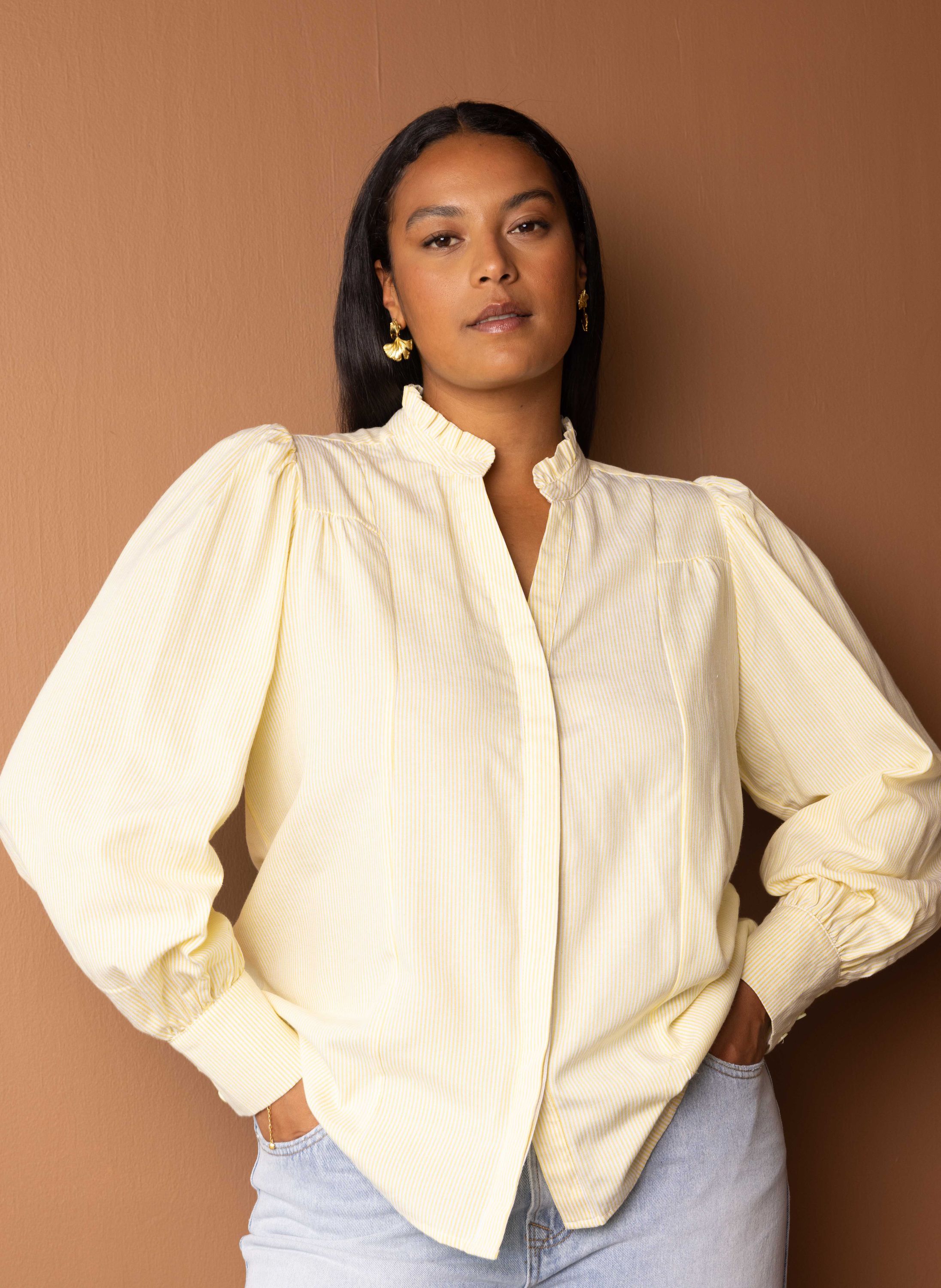 Norah Gestreepte gele blouse  215895-300