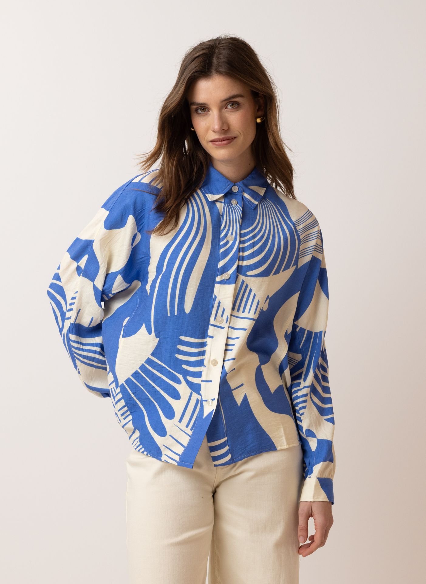 Norah Blauwe blouse ecru/blue 215900-174